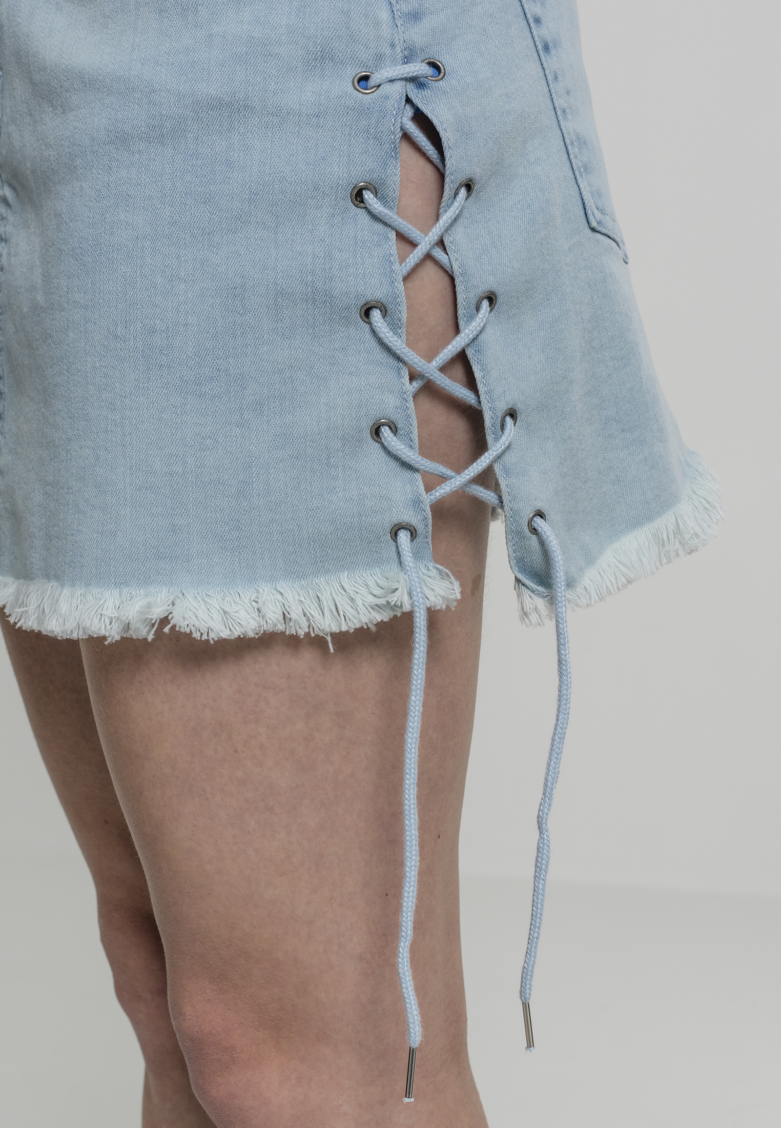 jupe en denim bleu délavé à lacets pour femmes 26
 - variant image 3