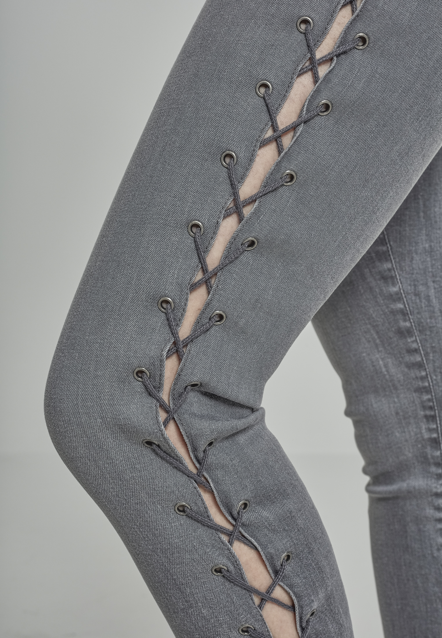 Ladies Denim Lace Up Skinny Pants grey 26 - variant image 7