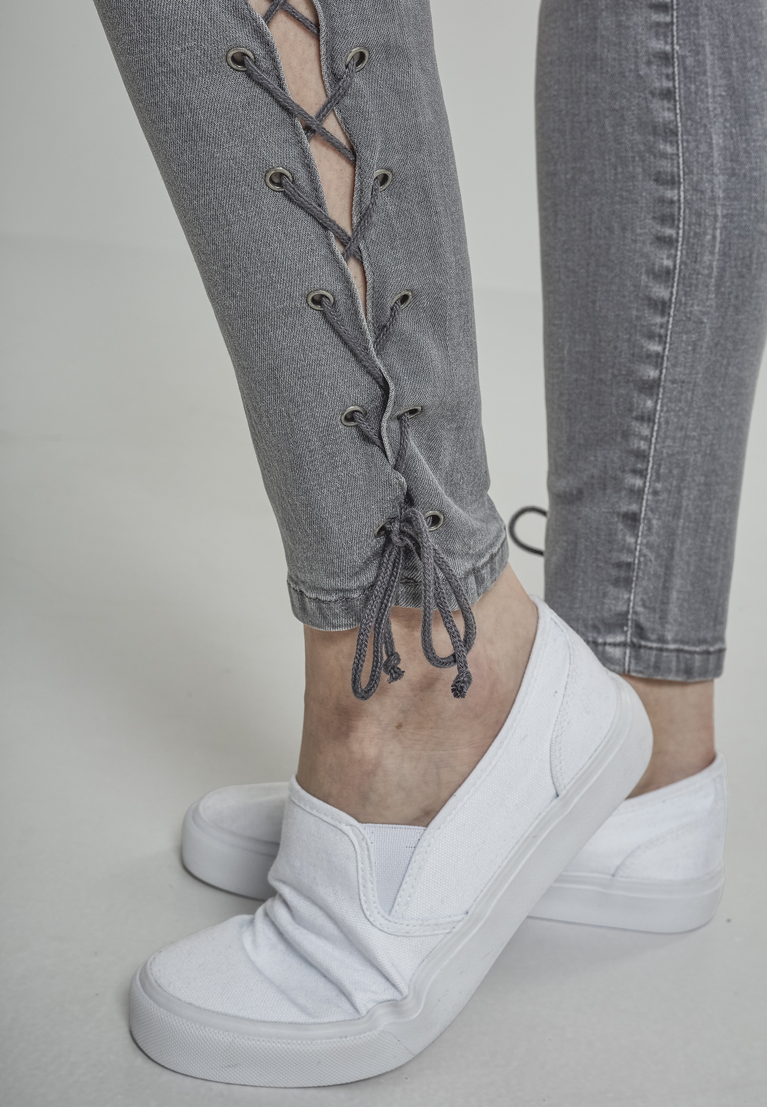 Ladies Denim Lace Up Skinny Pants grey 26 - variant image 8