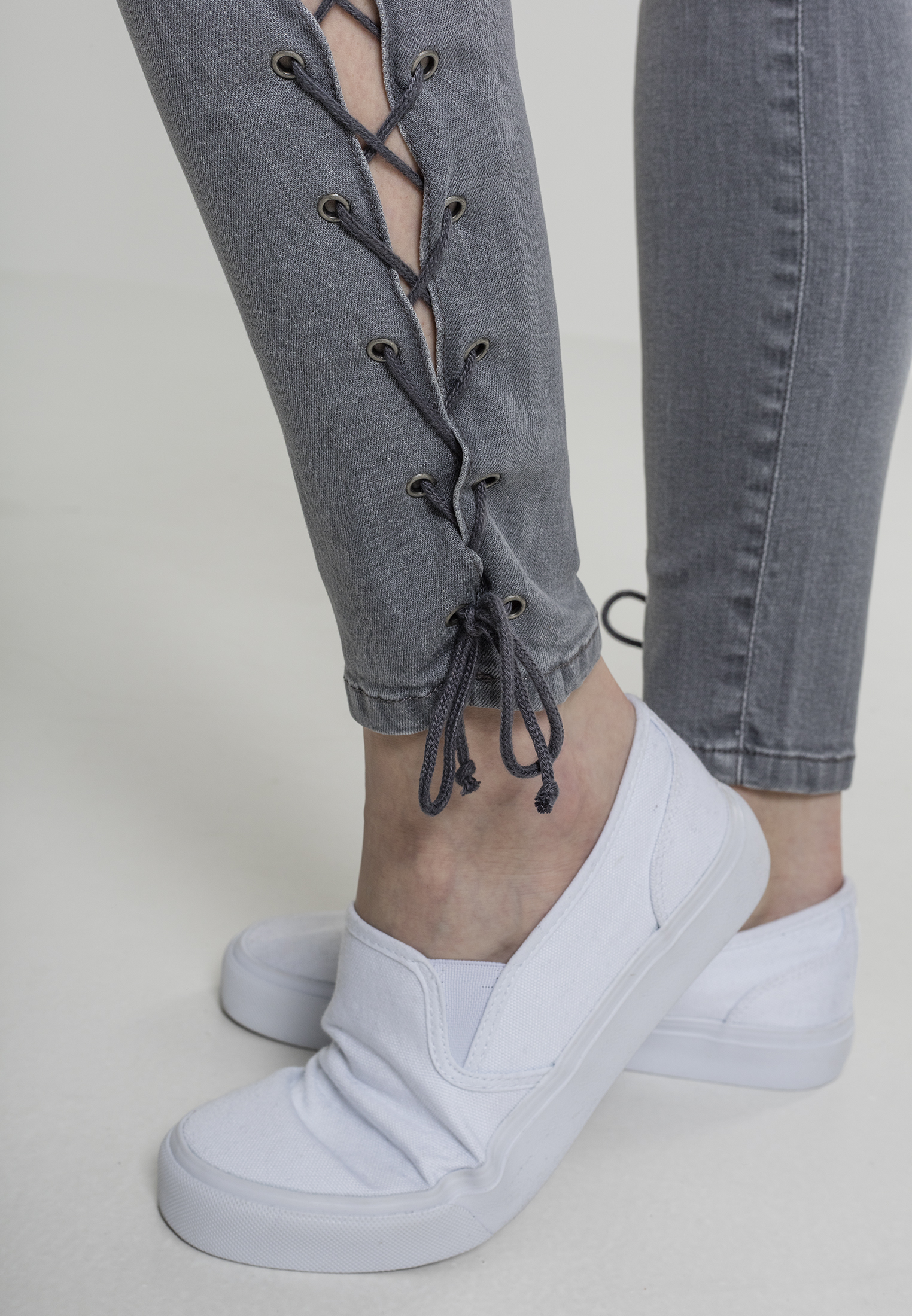 Ladies Denim Lace Up Skinny Pants grey 26 - variant image 5