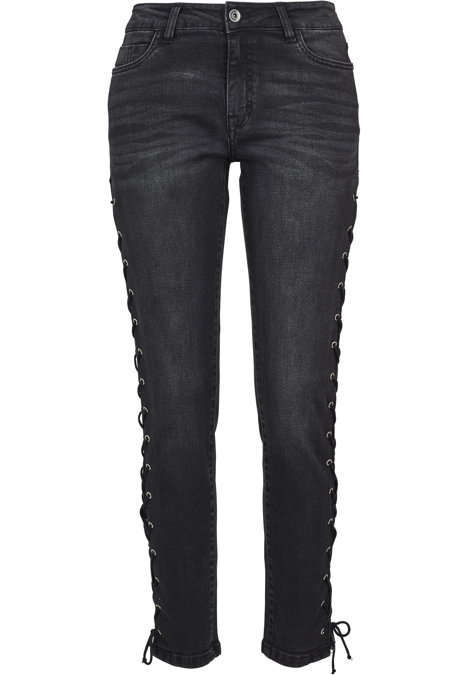 Ladies Denim Lace Up Skinny Pants black washed 26 - variant image 10
