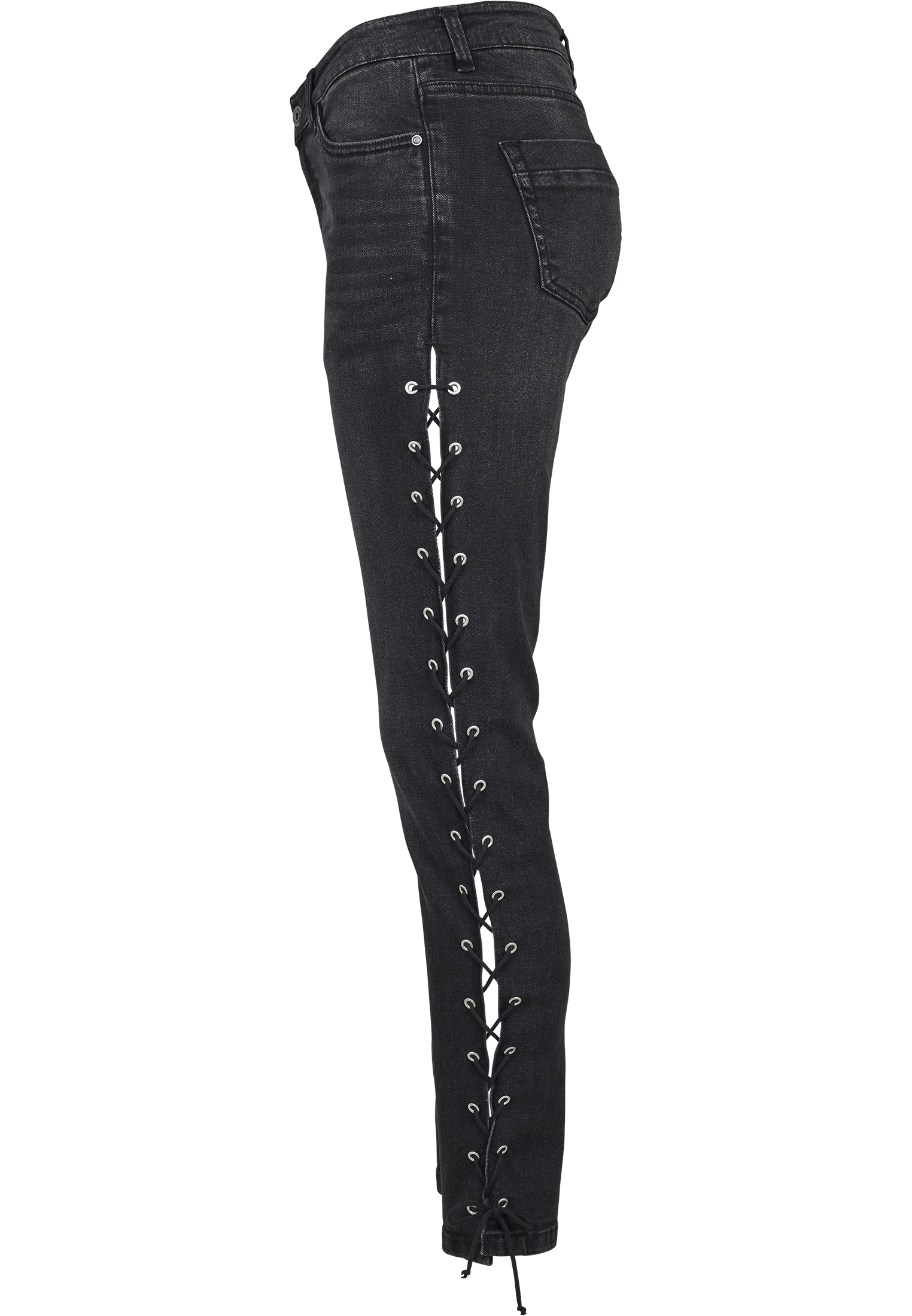 Ladies Denim Lace Up Skinny Pants black washed 26 - variant image 12