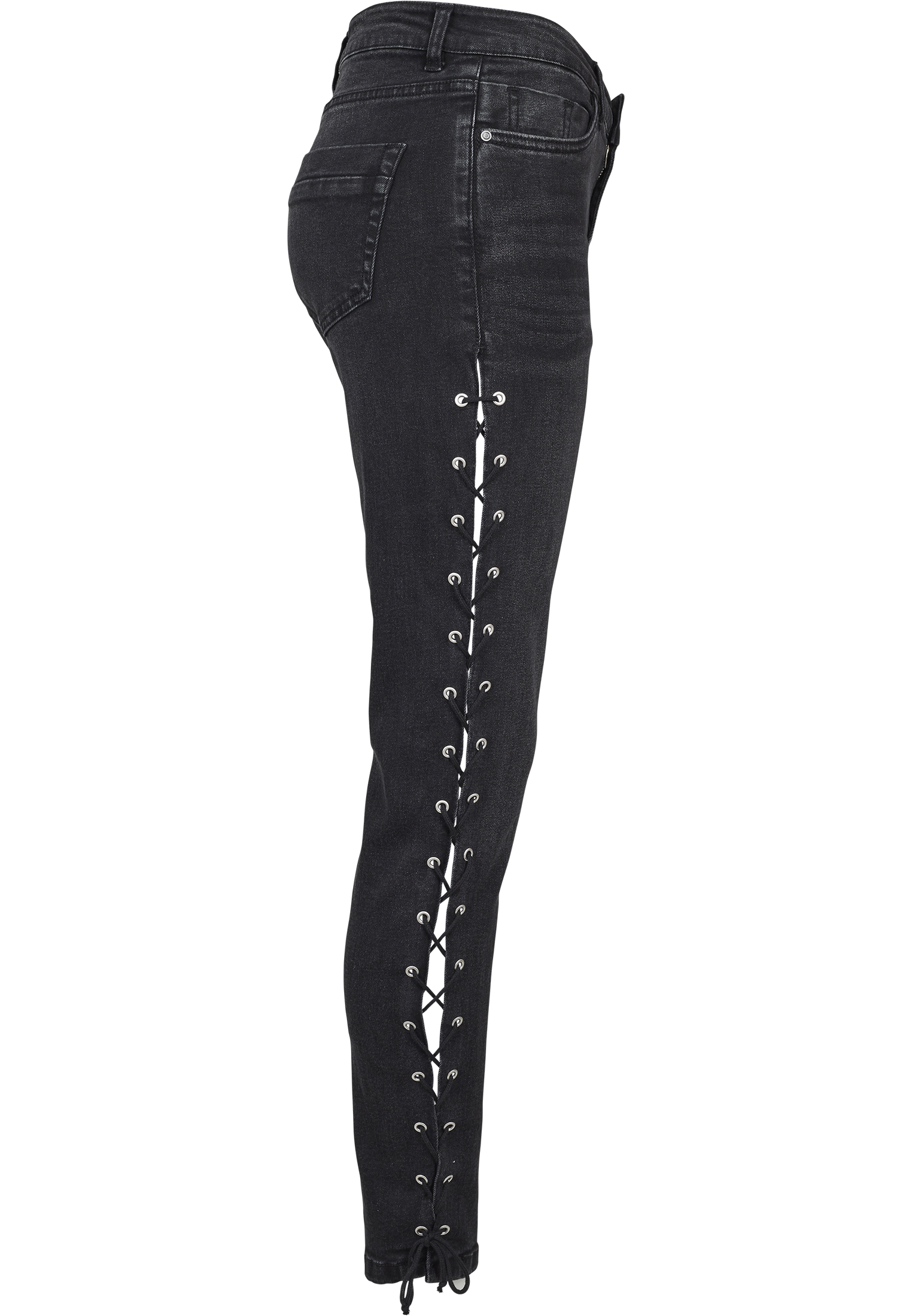 Ladies Denim Lace Up Skinny Pants black washed 26 - variant image 13