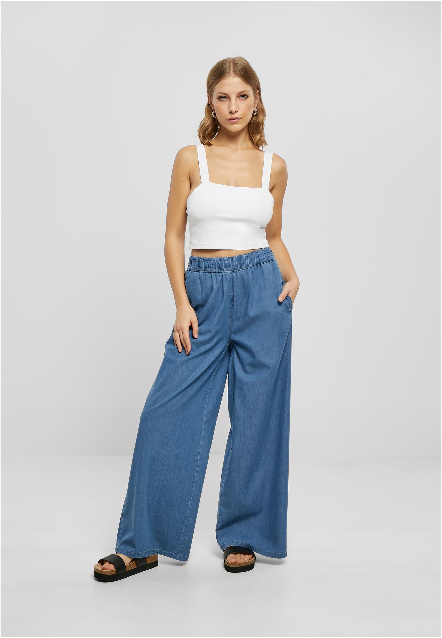 Ladies Light Denim Wide Leg Pants skyblue washed 3XL - variant image 4