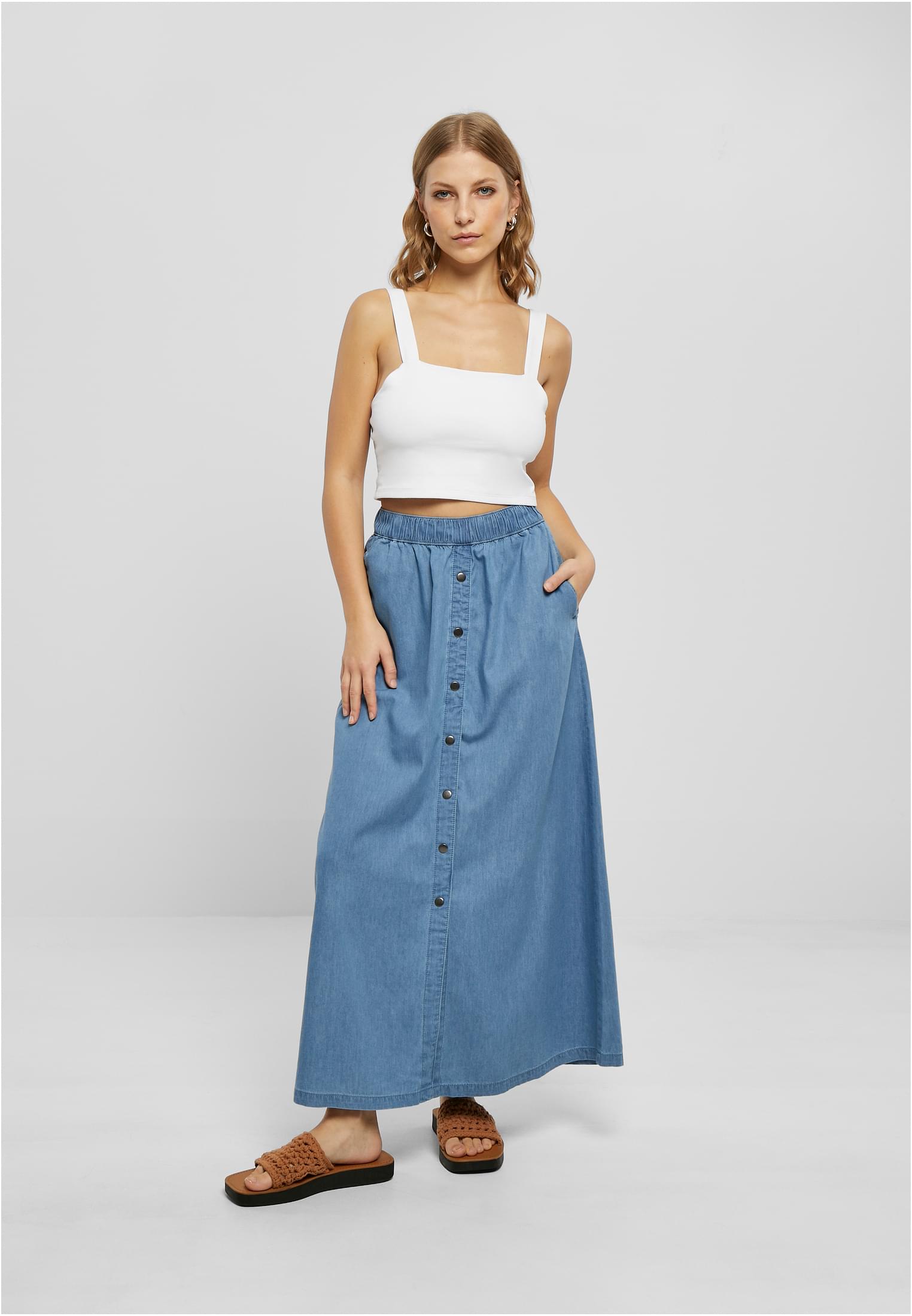 Ladies Long Wide Light Denim Skirt skyblue washed 3XL - variant image 4