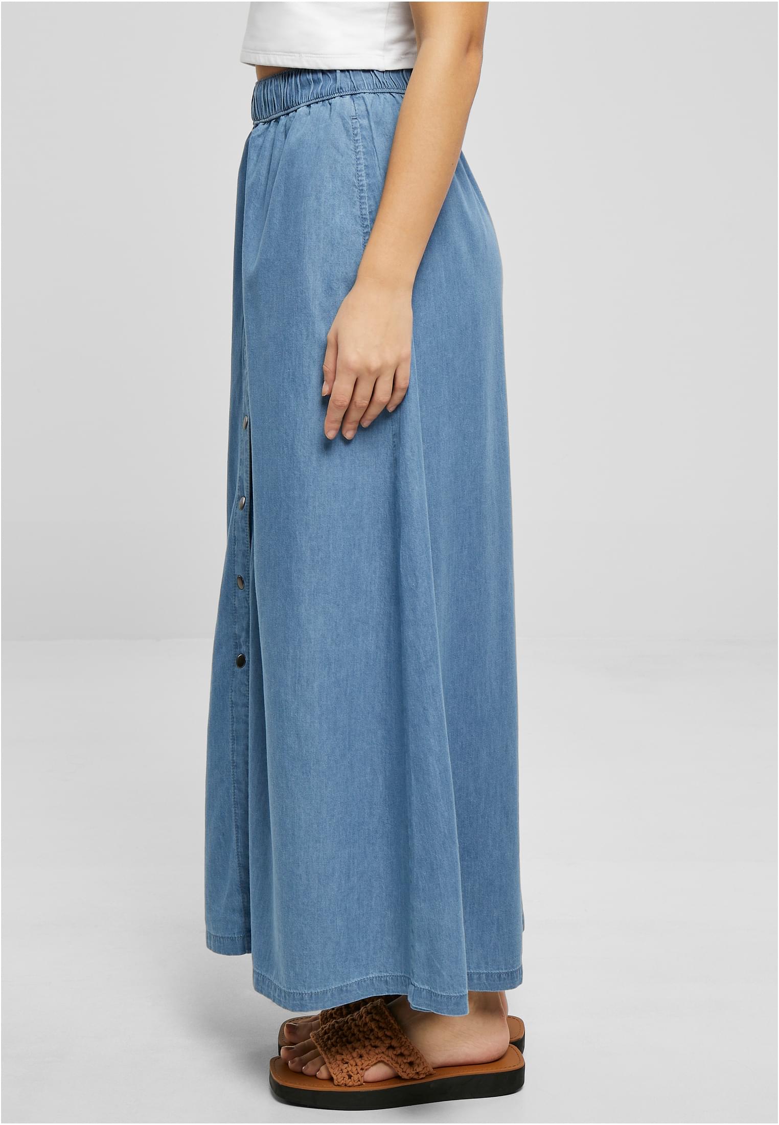 Ladies Long Wide Light Denim Skirt skyblue washed 3XL - variant image 1