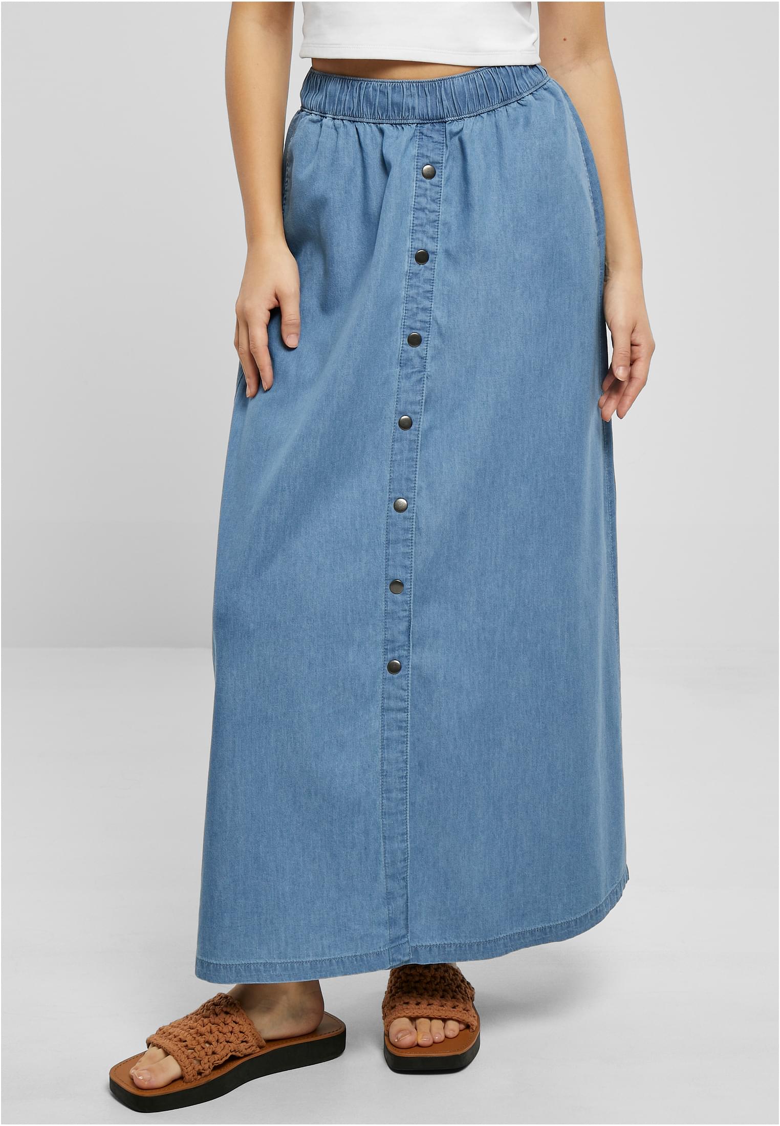 Ladies Long Wide Light Denim Skirt skyblue washed 3XL - alternate variant 1