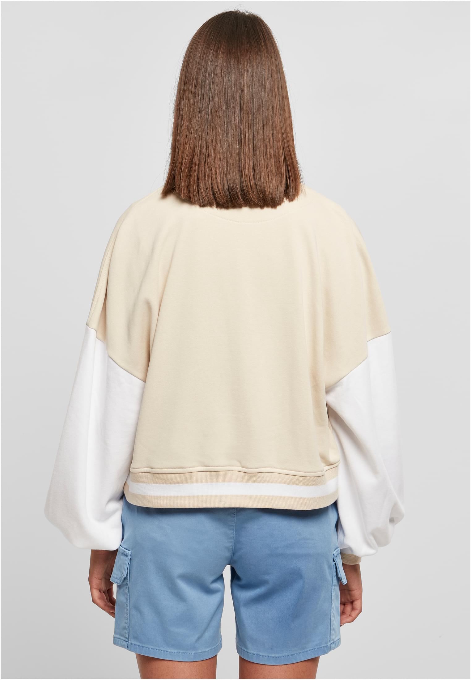 Ladies Oversized 2 Tone College Terry Jacket softseagrass/white 3XL - variant image 2