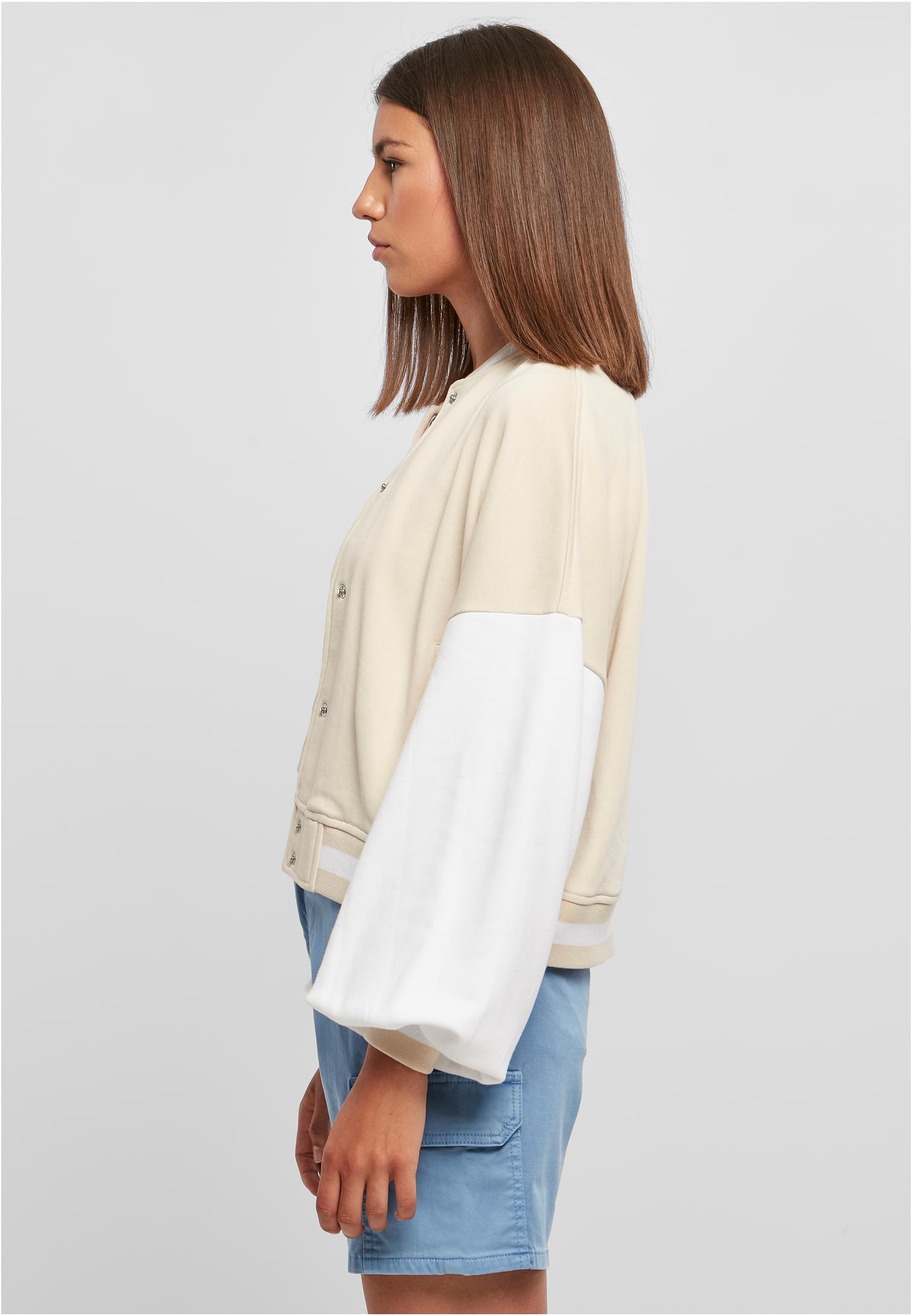 Ladies Oversized 2 Tone College Terry Jacket softseagrass/white 3XL - variant image 1