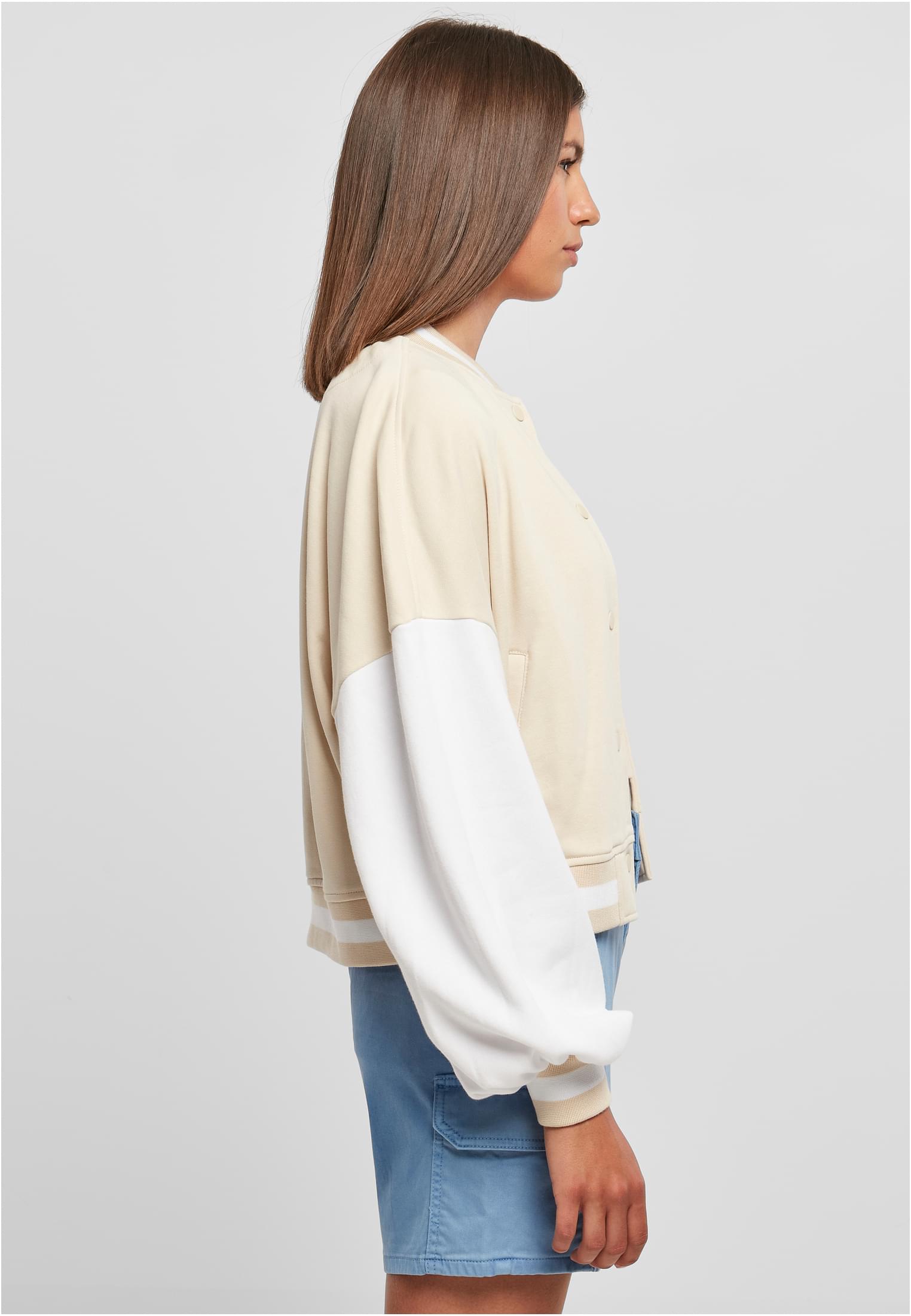 Ladies Oversized 2 Tone College Terry Jacket softseagrass/white 3XL - variant image 3