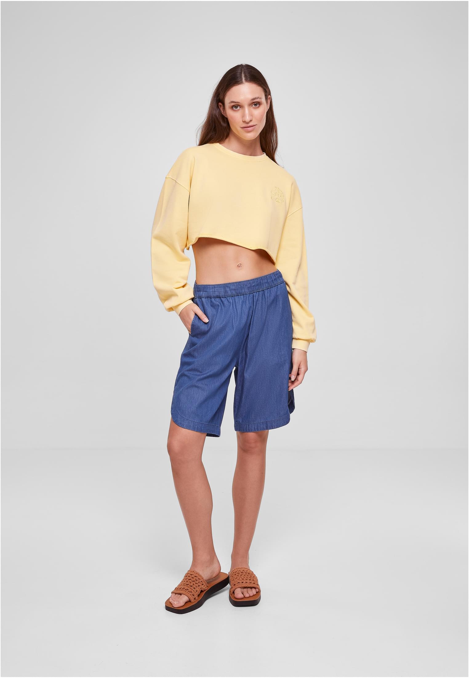 Ladies Cropped Flower Embroidery Terry Crewneck vintagesun 3XL - variant image 4