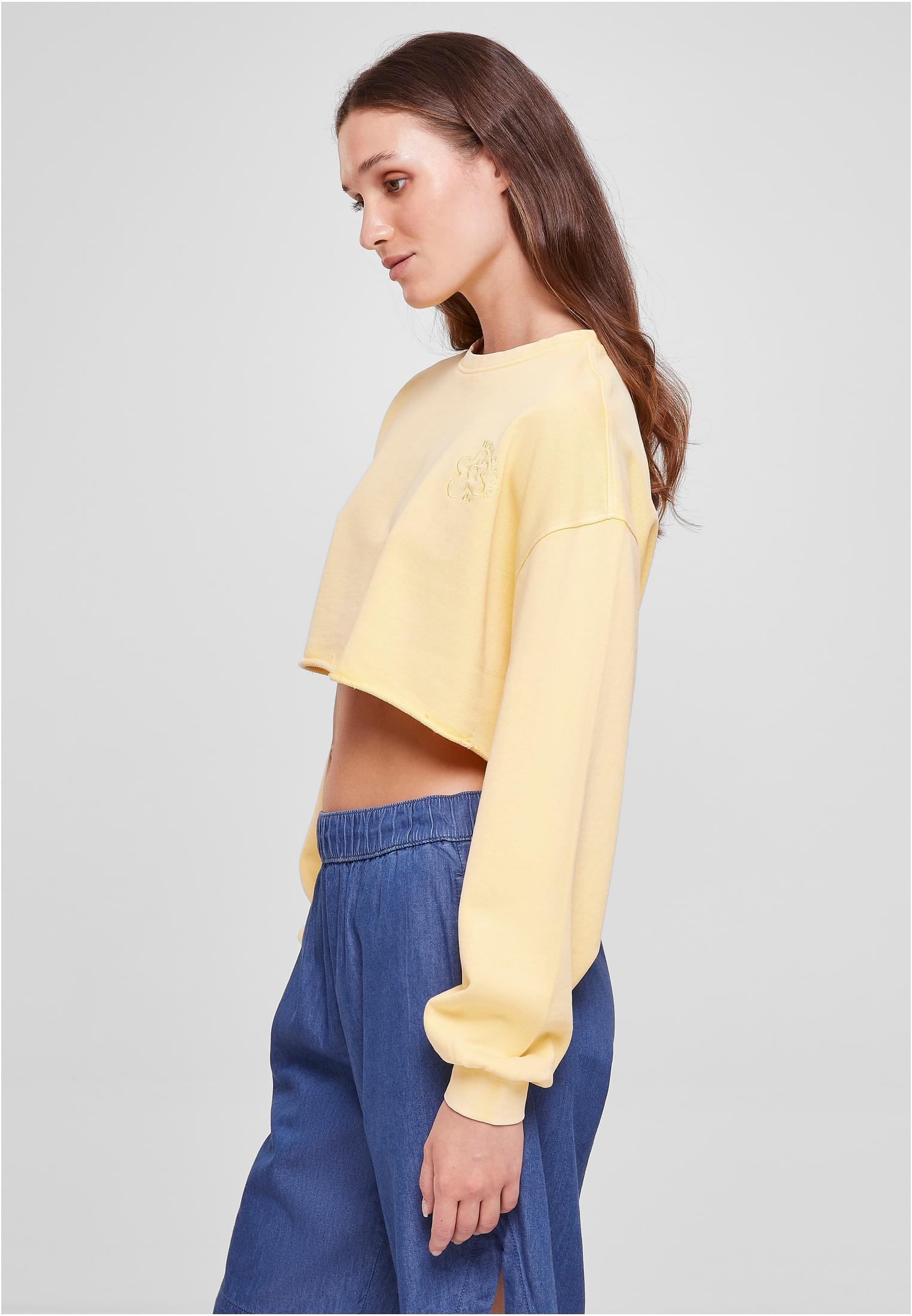 Ladies Cropped Flower Embroidery Terry Crewneck vintagesun 3XL - variant image 1