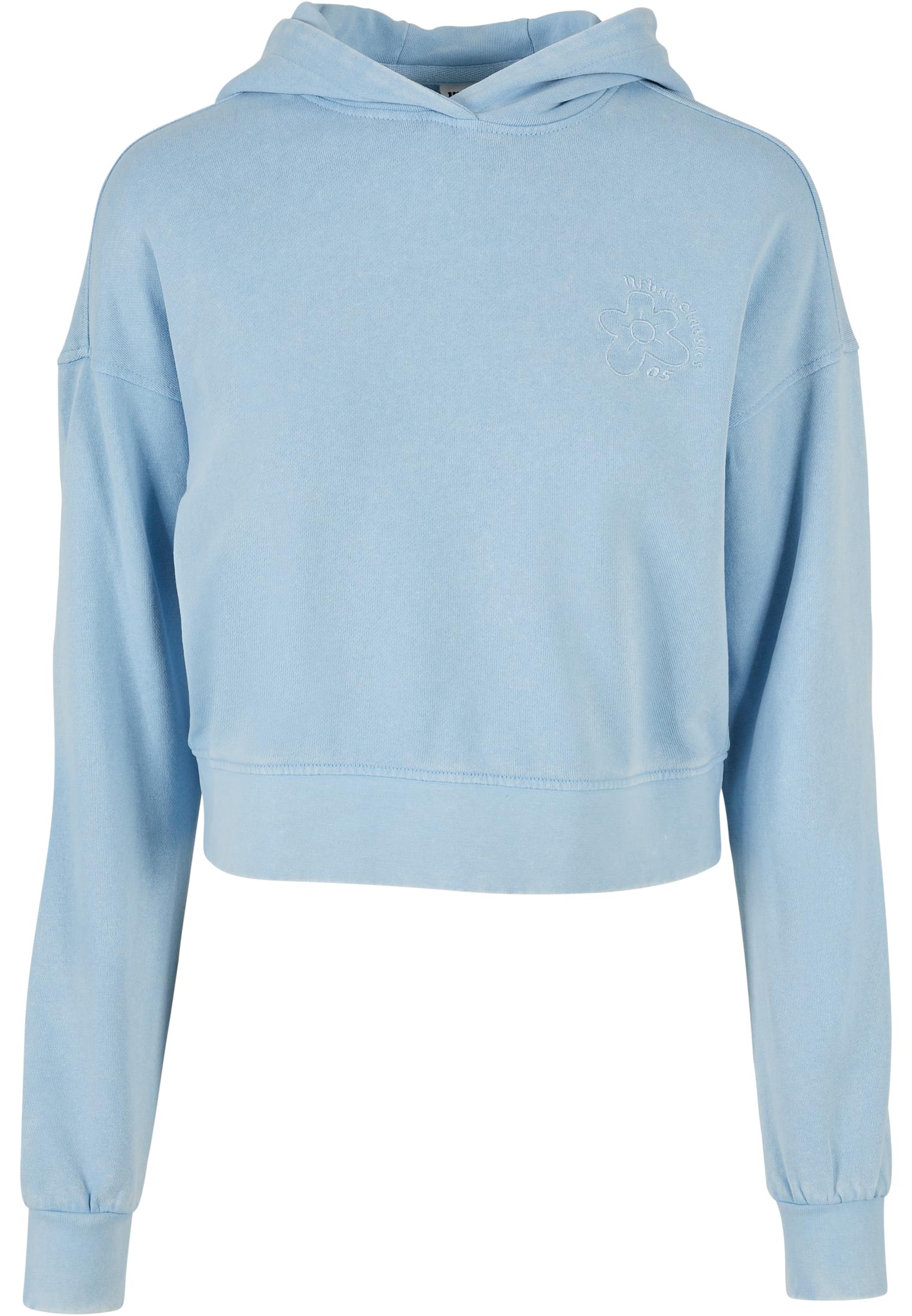 Ladies Short Flower Embroidery Terry Hoody balticblue 3XL - variant image 5