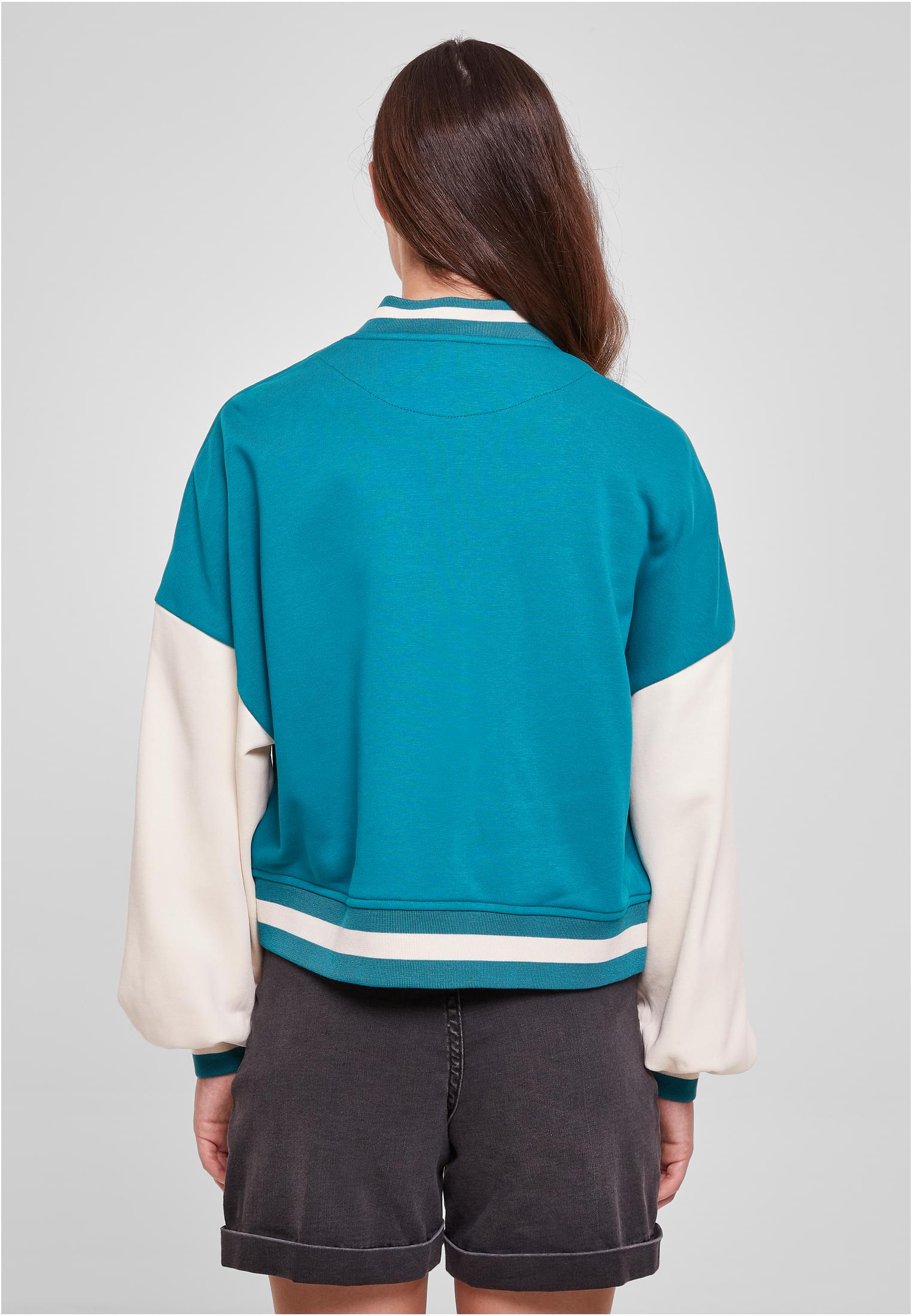 Ladies Oversized 2 Tone College Terry Jacket watergreen/whitesand 3XL - variant image 2