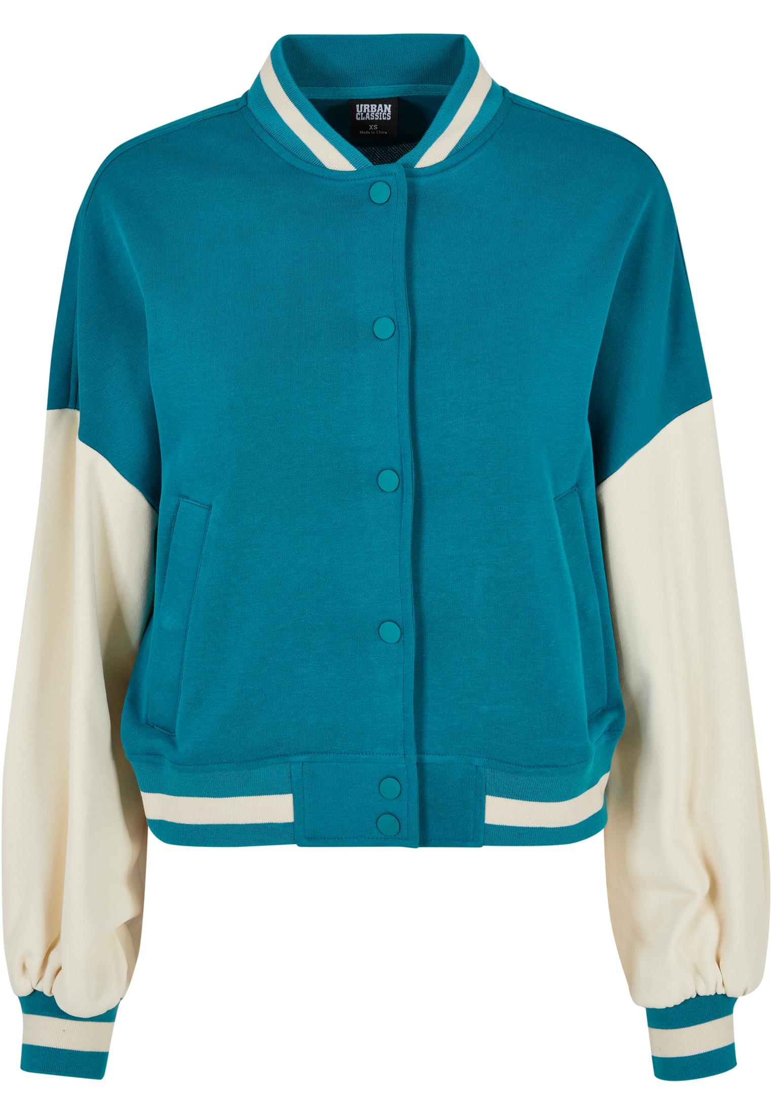 Ladies Oversized 2 Tone College Terry Jacket watergreen/whitesand 3XL - variant image 5