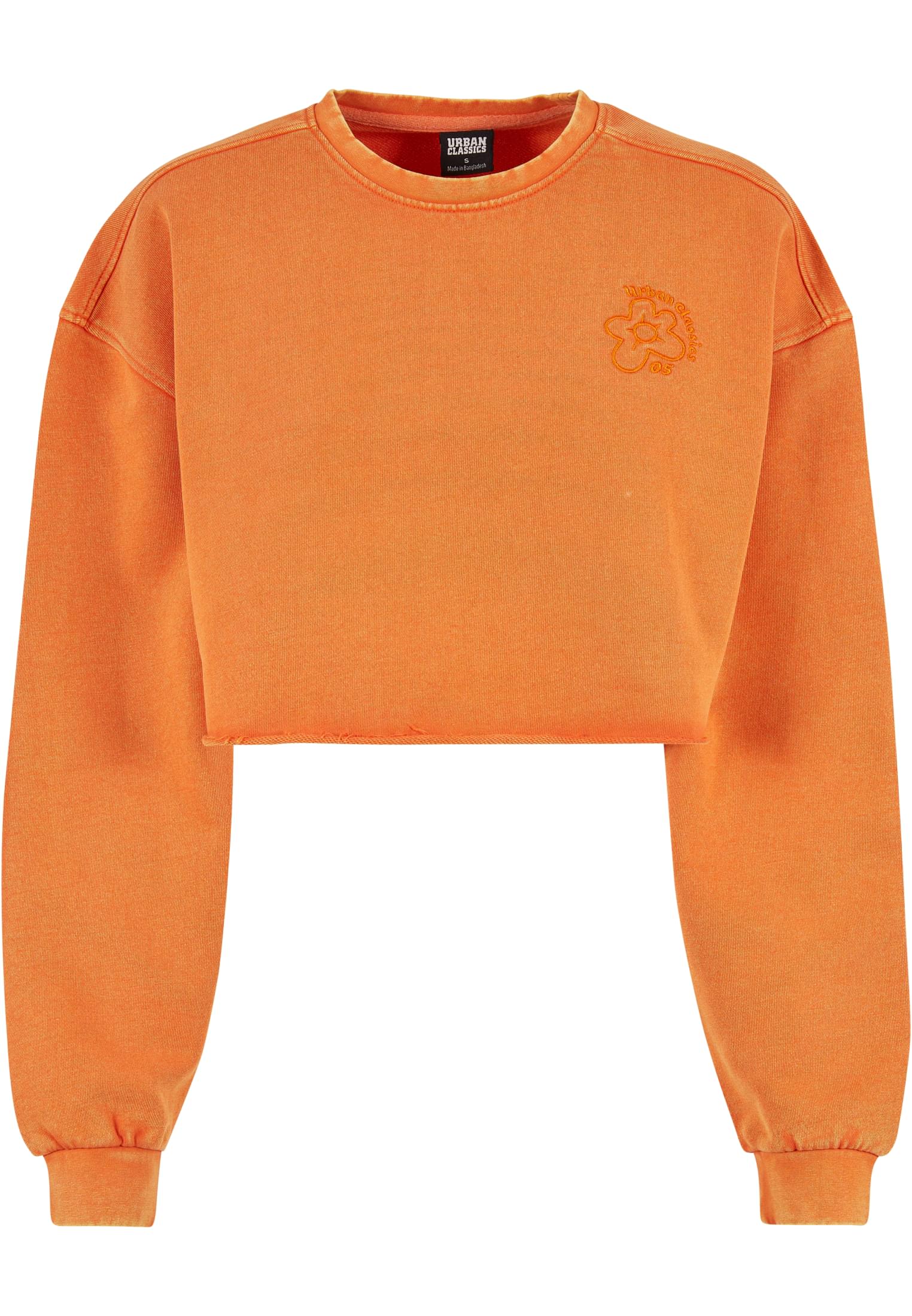 Ladies Cropped Flower Embroidery Terry Crewneck vintageorange 3XL - variant image 5
