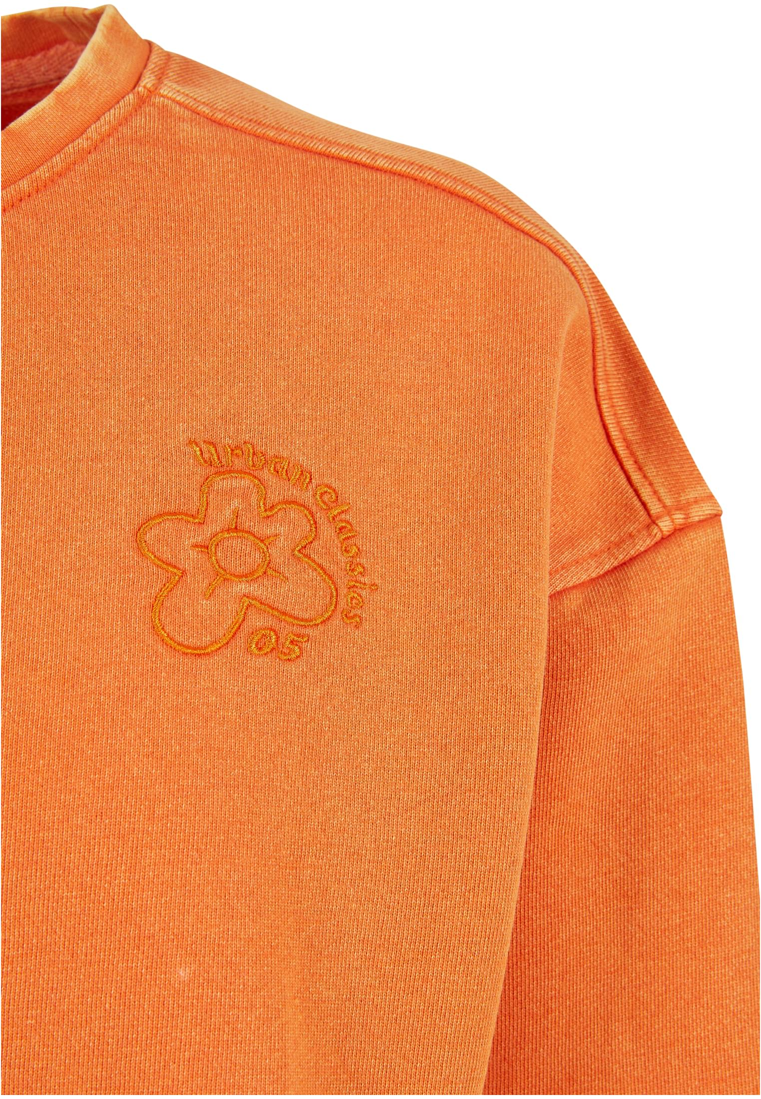 Ladies Cropped Flower Embroidery Terry Crewneck vintageorange 3XL - variant image 8