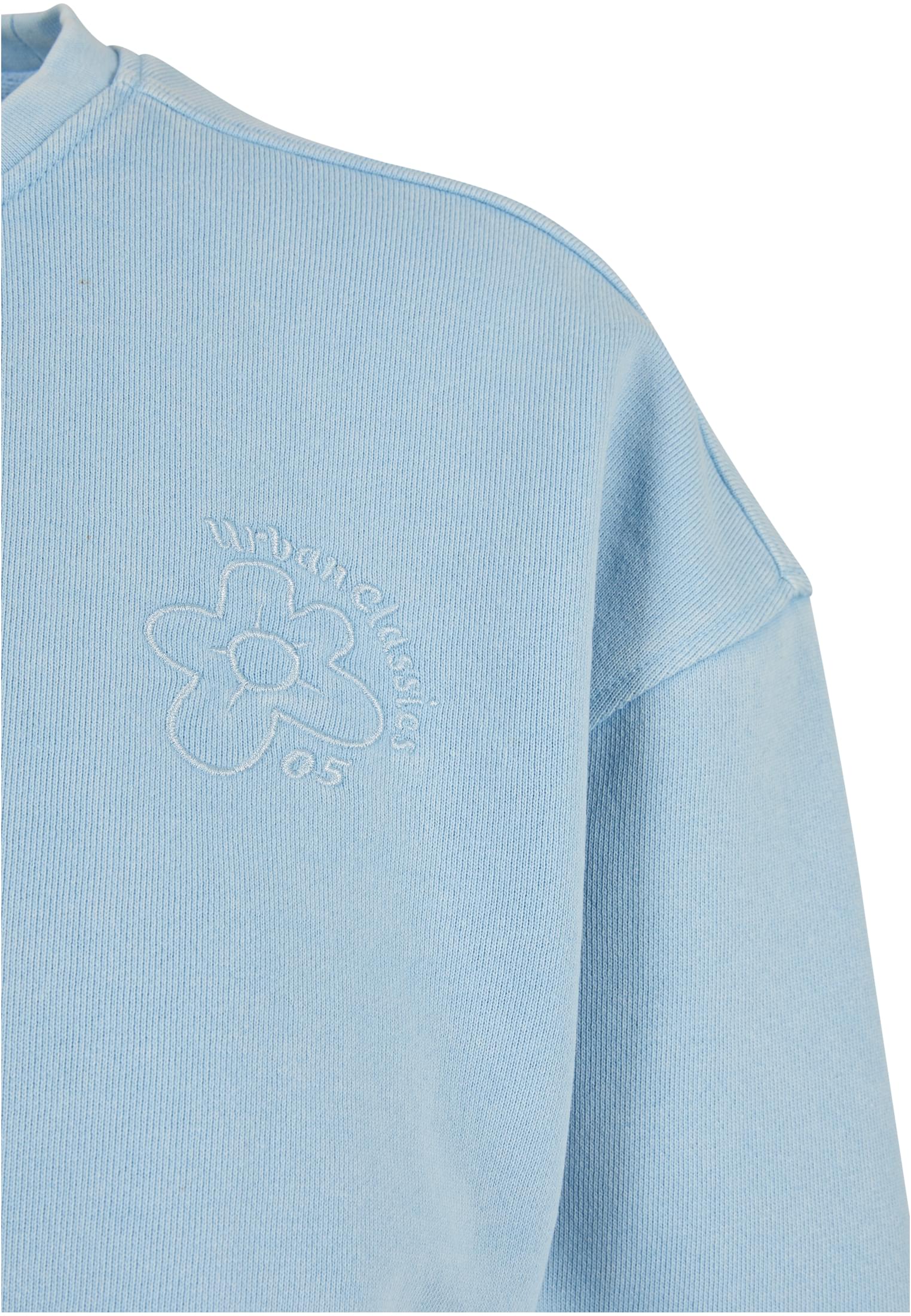Ladies Cropped Flower Embroidery Terry Crewneck balticblue 3XL - variant image 8