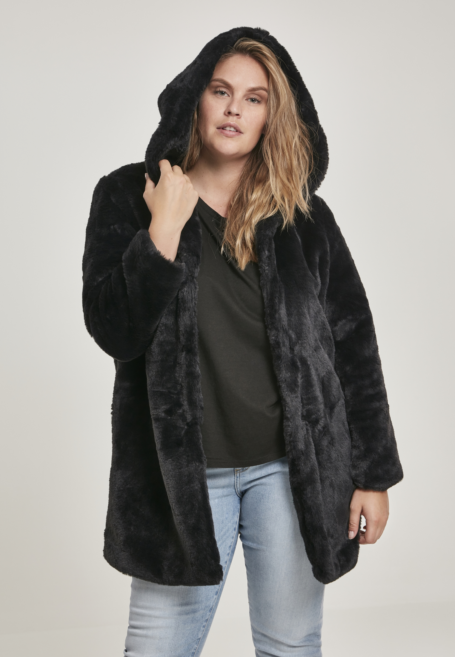 Ladies Hooded Teddy Coat black 3XL - alternate variant 1
