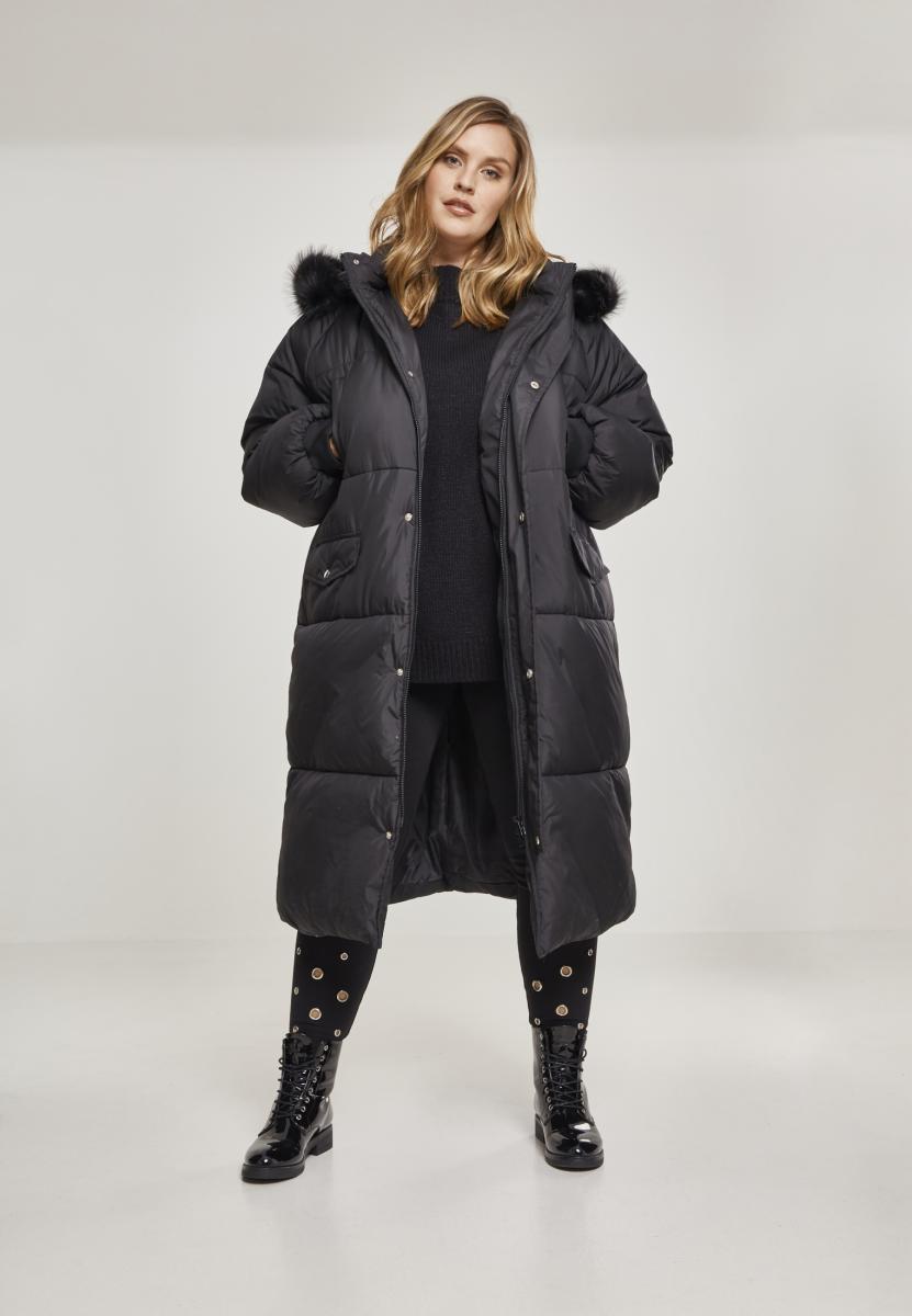 Ladies Oversize Faux Fur Puffer Coat blk/blk 3XL - variant image 7