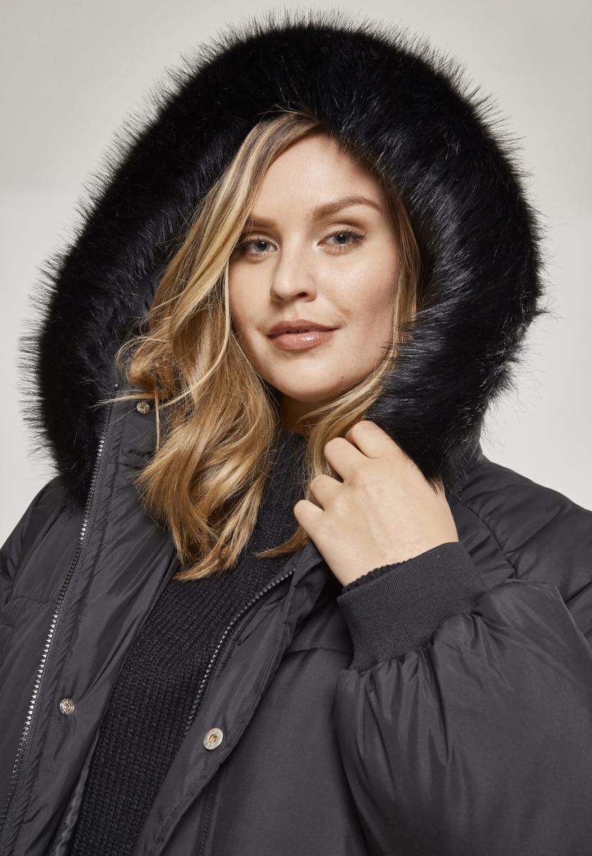 Ladies Oversize Faux Fur Puffer Coat blk/blk 3XL - variant image 6