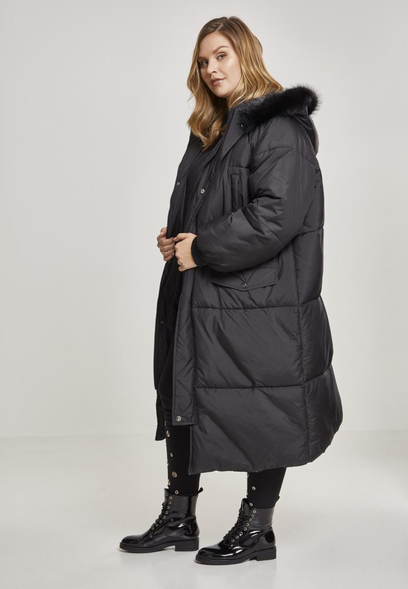 Ladies Oversize Faux Fur Puffer Coat blk/blk 3XL - variant image 1