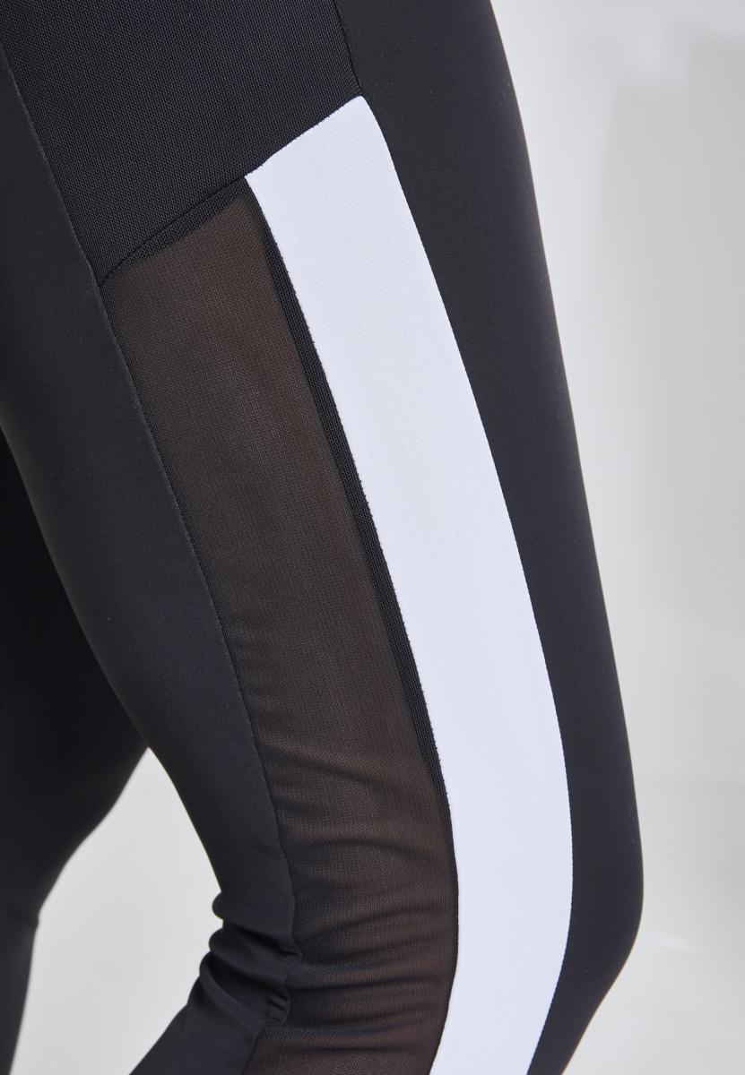 Ladies Tech Mesh Striped Pocket Leggings blk/wht 3XL - variant image 6