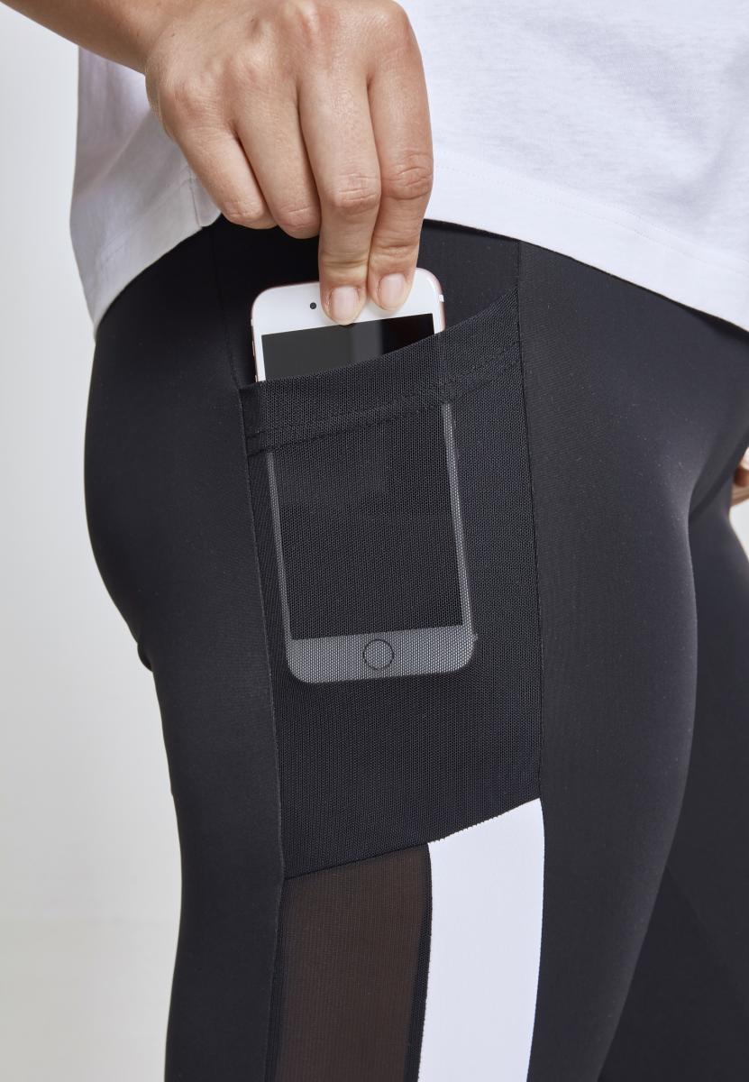Ladies Tech Mesh Striped Pocket Leggings blk/wht 3XL - variant image 7