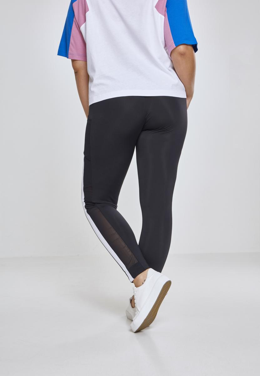 Ladies Tech Mesh Striped Pocket Leggings blk/wht 3XL - variant image 3