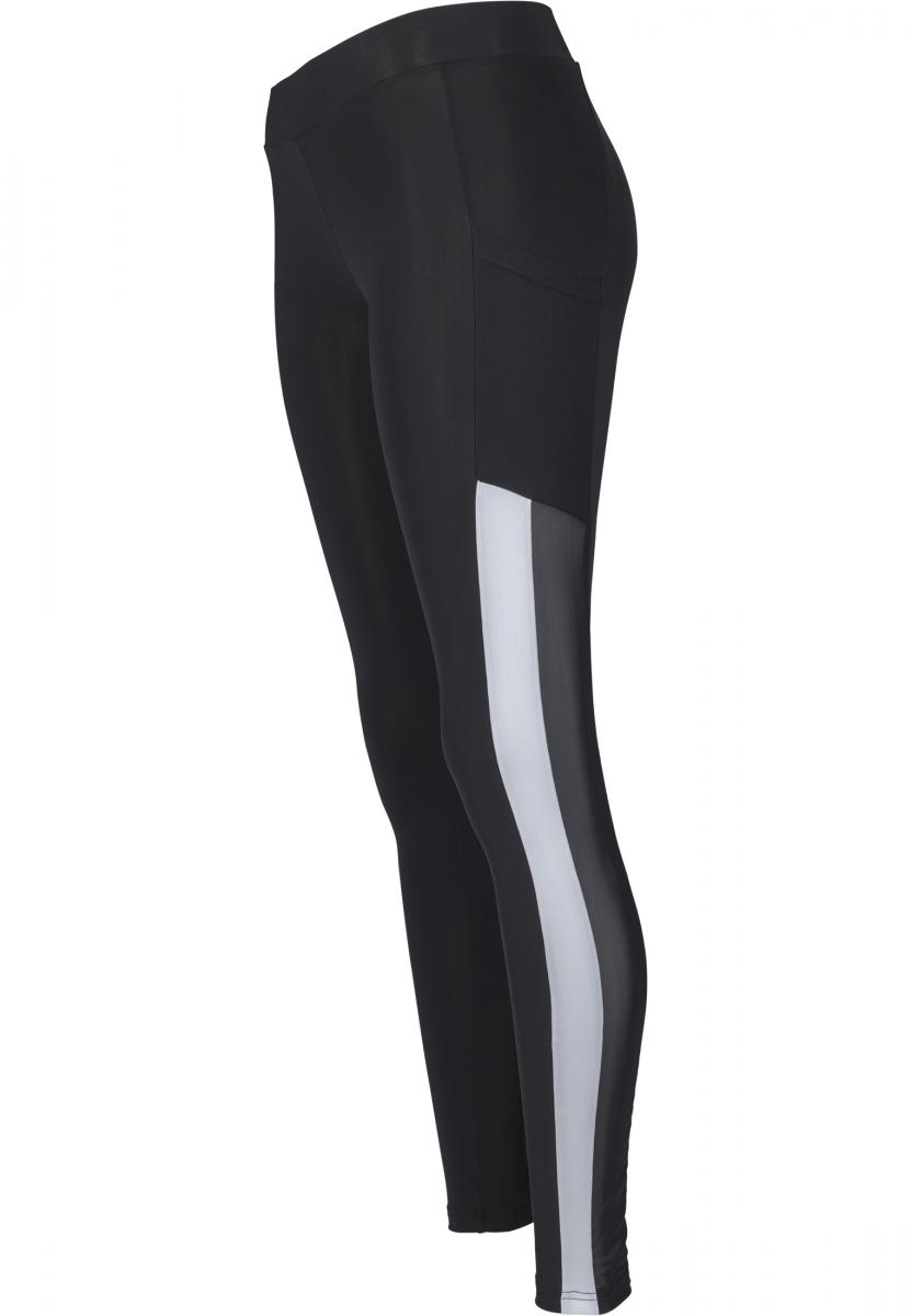 Ladies Tech Mesh Striped Pocket Leggings blk/wht 3XL - variant image 11