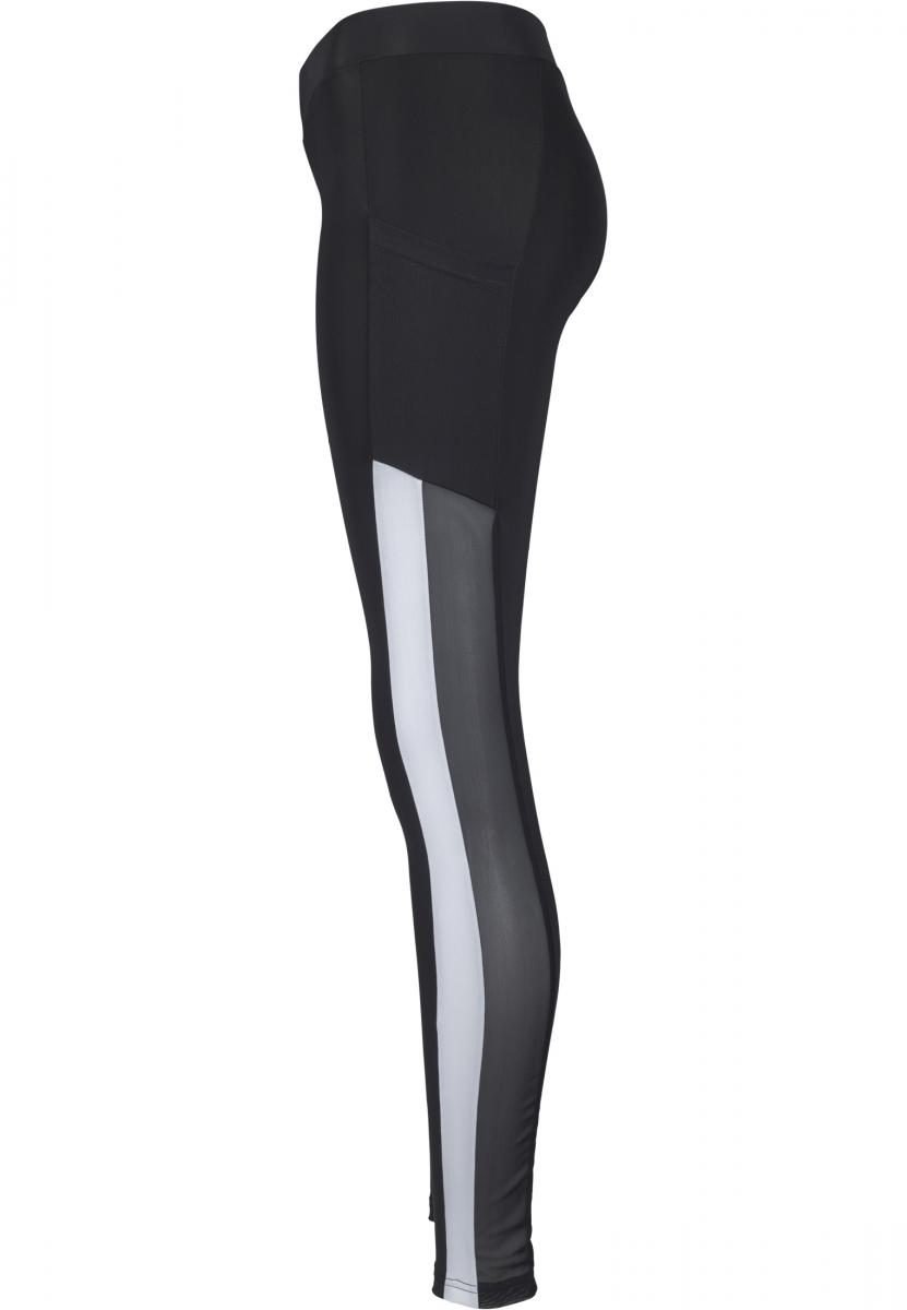Ladies Tech Mesh Striped Pocket Leggings blk/wht 3XL - variant image 12