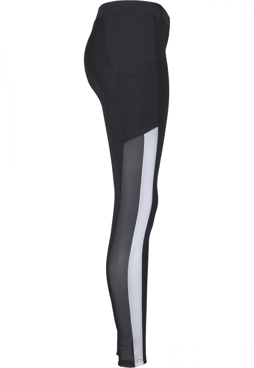 Ladies Tech Mesh Striped Pocket Leggings blk/wht 3XL - variant image 13