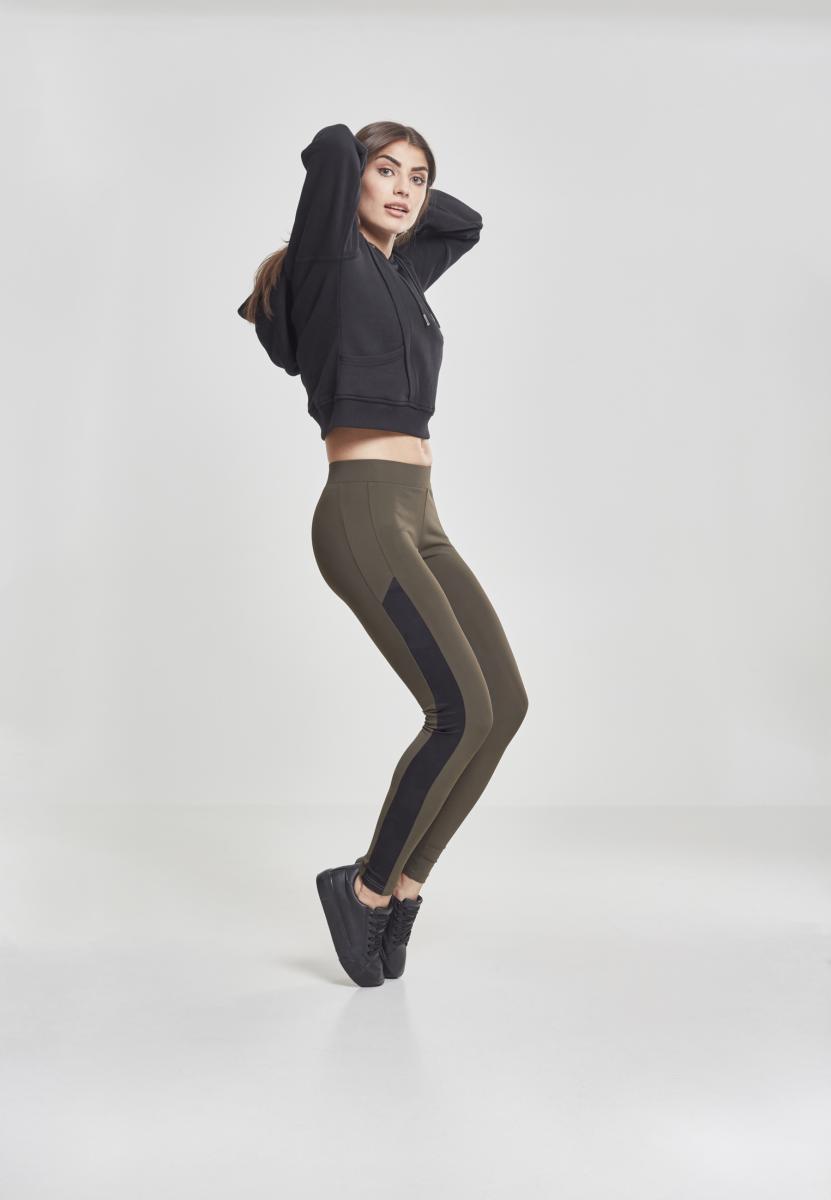Ladies Jacquard Camo Striped Leggings darkolive/blackcamo L - variant image 6