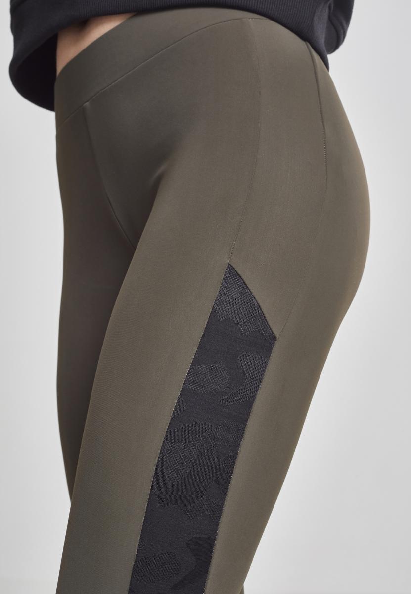 Ladies Jacquard Camo Striped Leggings darkolive/blackcamo L - variant image 5