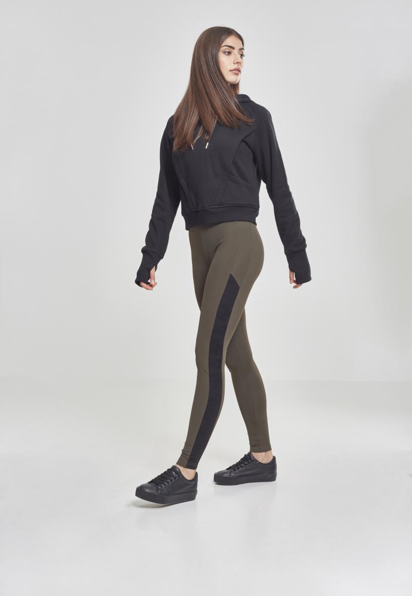 Ladies Jacquard Camo Striped Leggings darkolive/blackcamo L - variant image 4