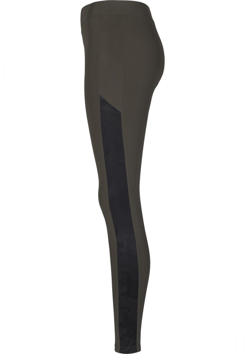 Ladies Jacquard Camo Striped Leggings darkolive/blackcamo L - variant image 9