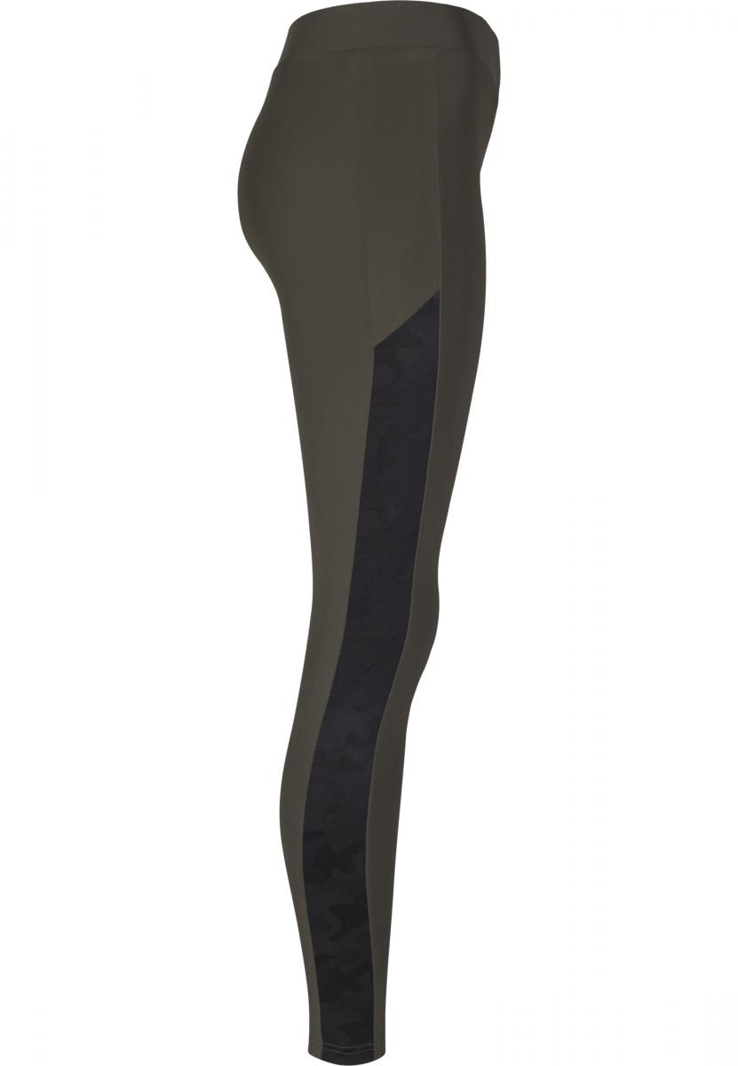 Ladies Jacquard Camo Striped Leggings darkolive/blackcamo L - variant image 11