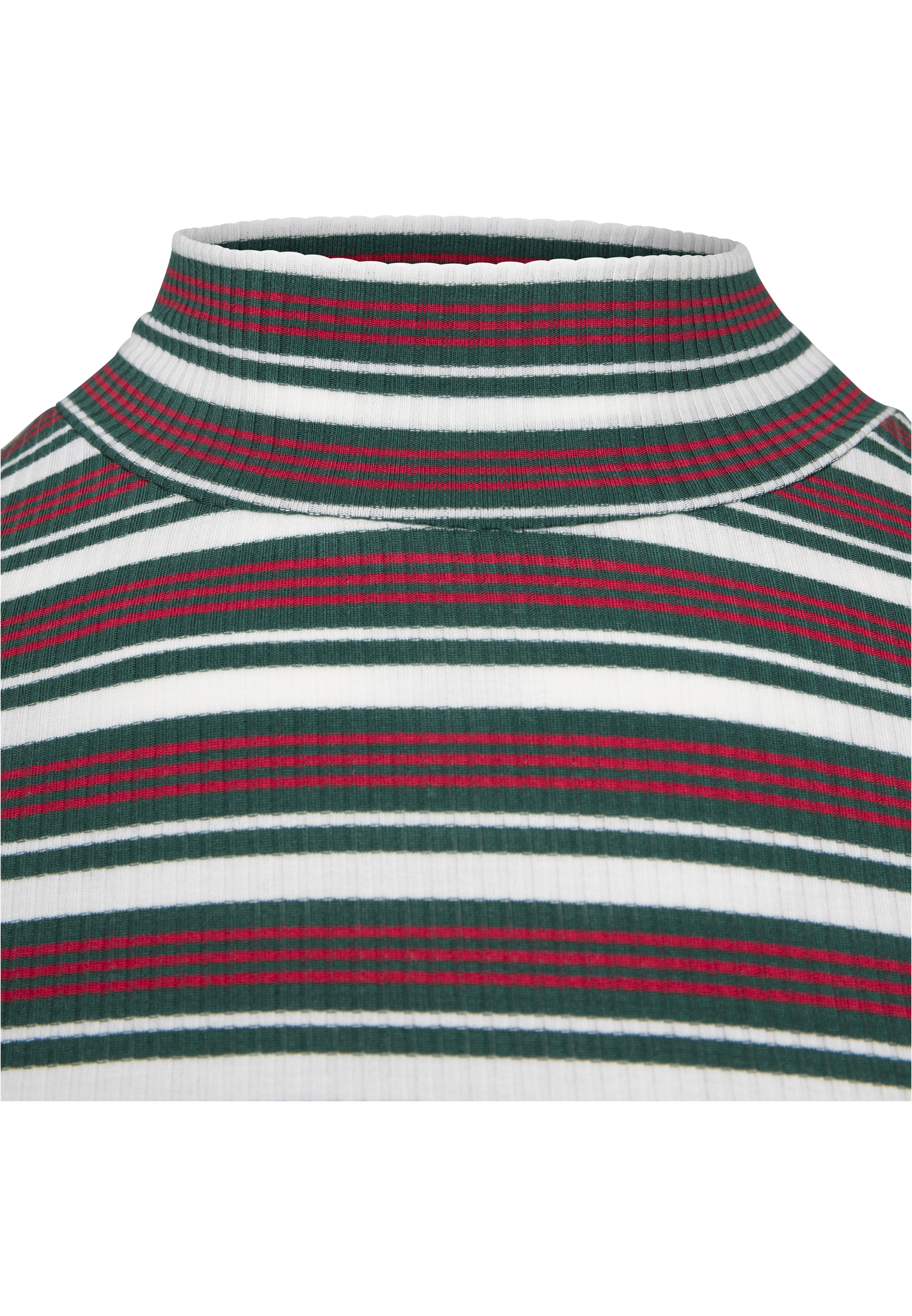 Ladies Rib Striped Volant Turtleneck L/S white/green/firered 3XL - variant image 10
