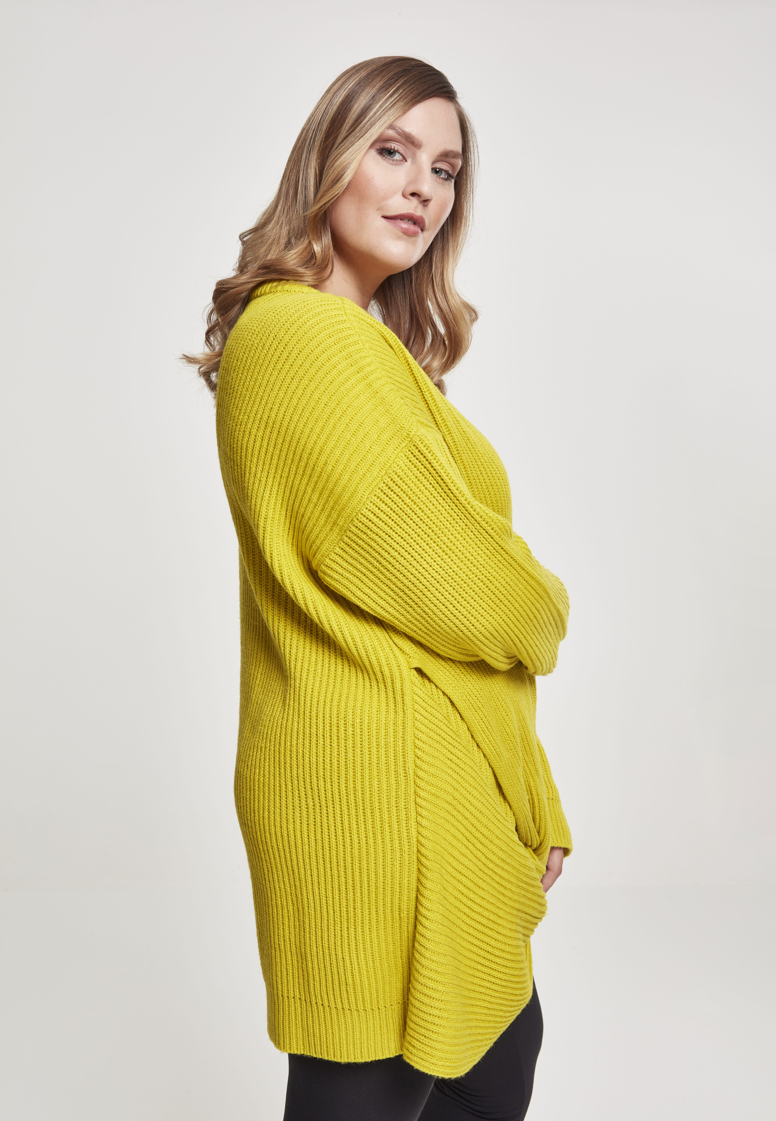Ladies Wrapped Sweater lemonmustard 3XL - variant image 3