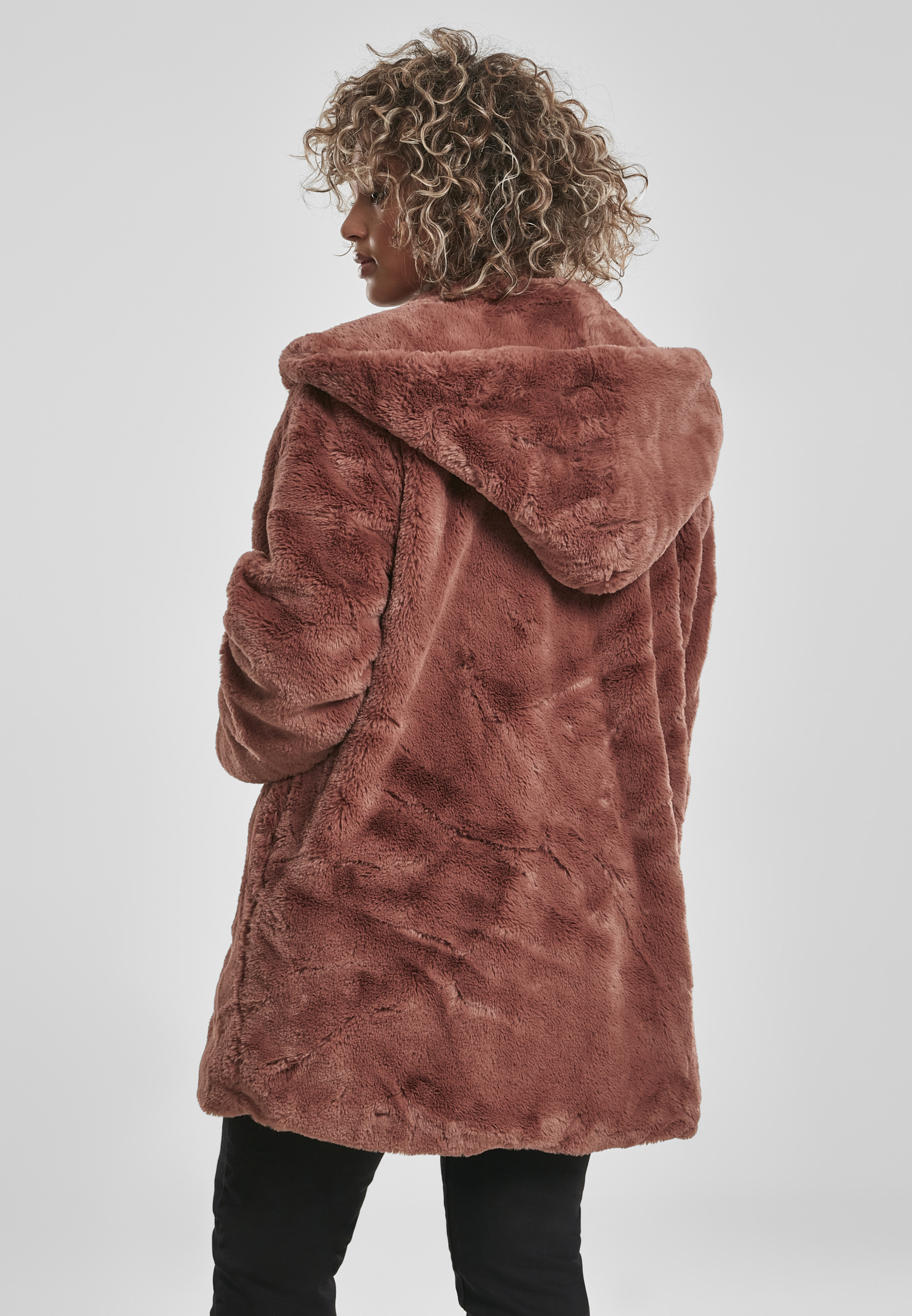 Ladies Hooded Teddy Coat darkrose 4XL - variant image 2