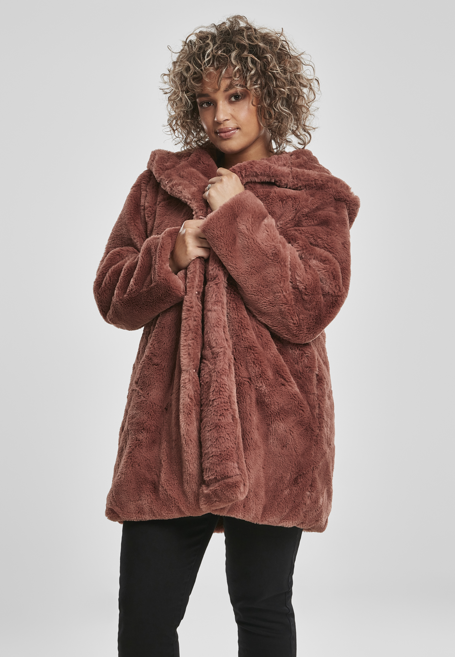 Ladies Hooded Teddy Coat darkrose 4XL - alternate variant 3