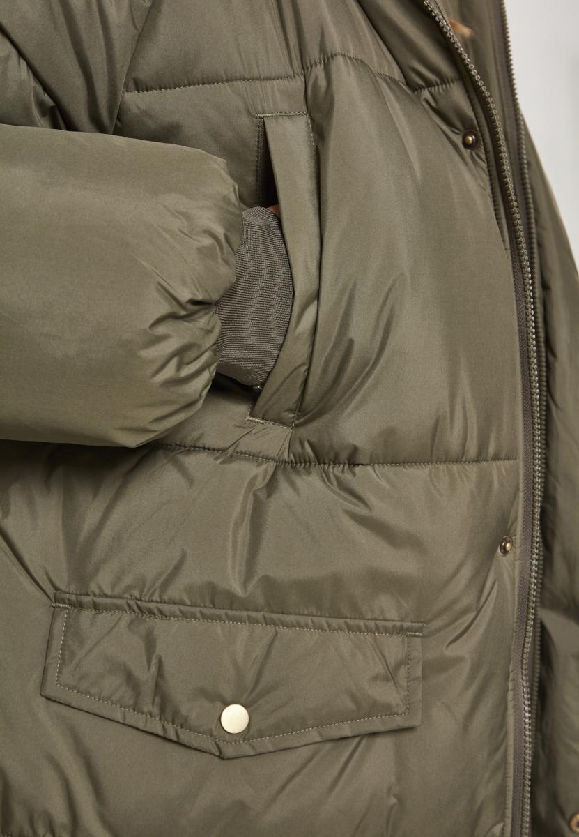 Ladies Oversize Faux Fur Puffer Coat darkolive/beige 3XL - variant image 6