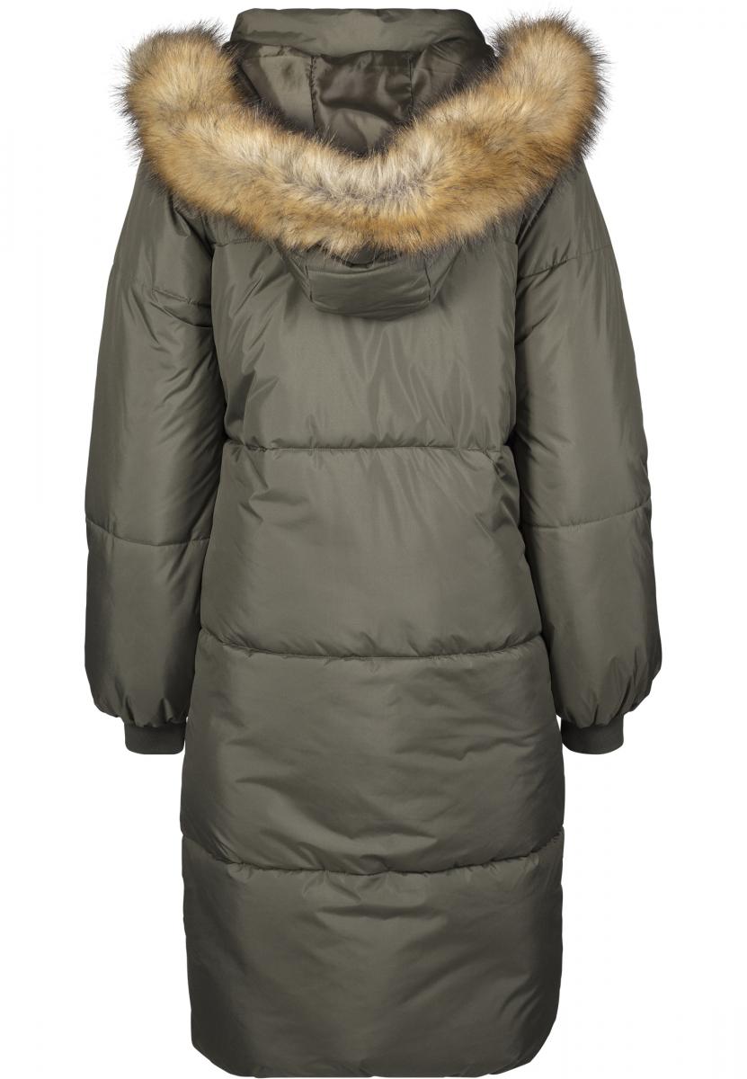 Ladies Oversize Faux Fur Puffer Coat darkolive/beige 3XL - variant image 11