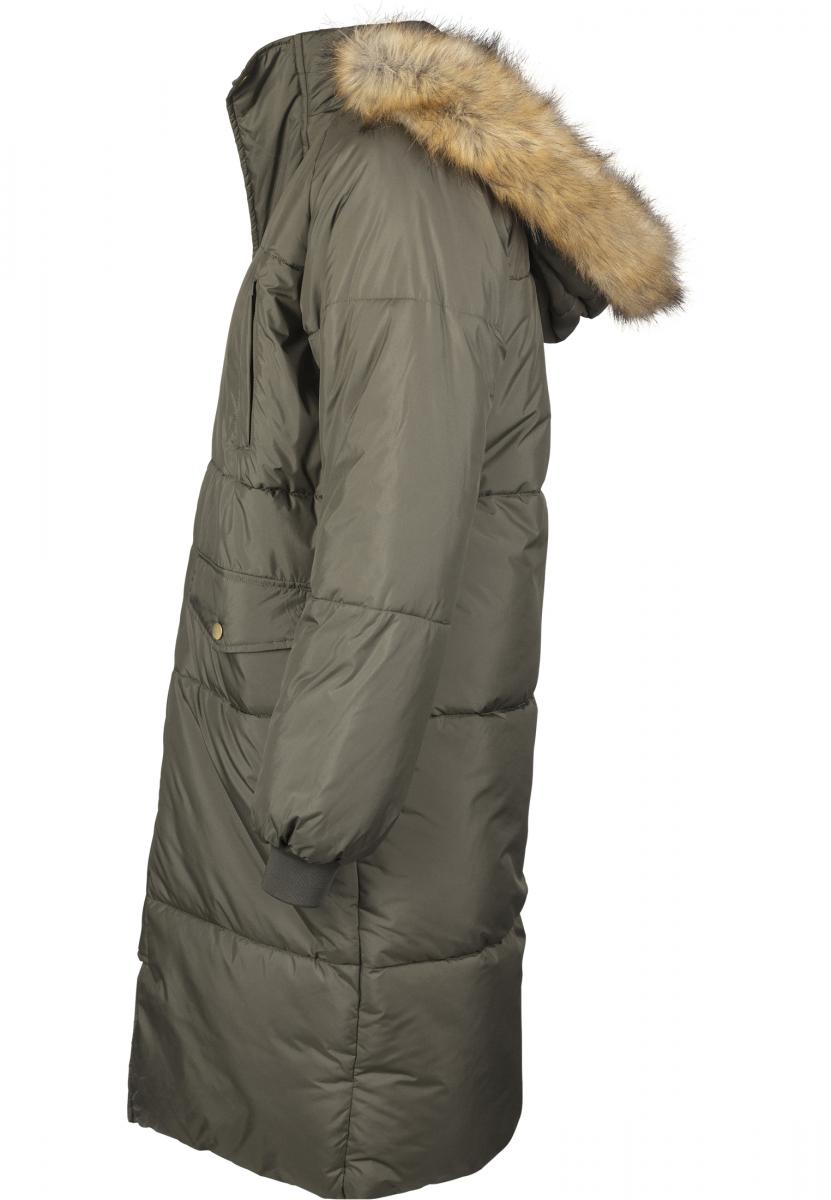 Ladies Oversize Faux Fur Puffer Coat darkolive/beige 3XL - variant image 12