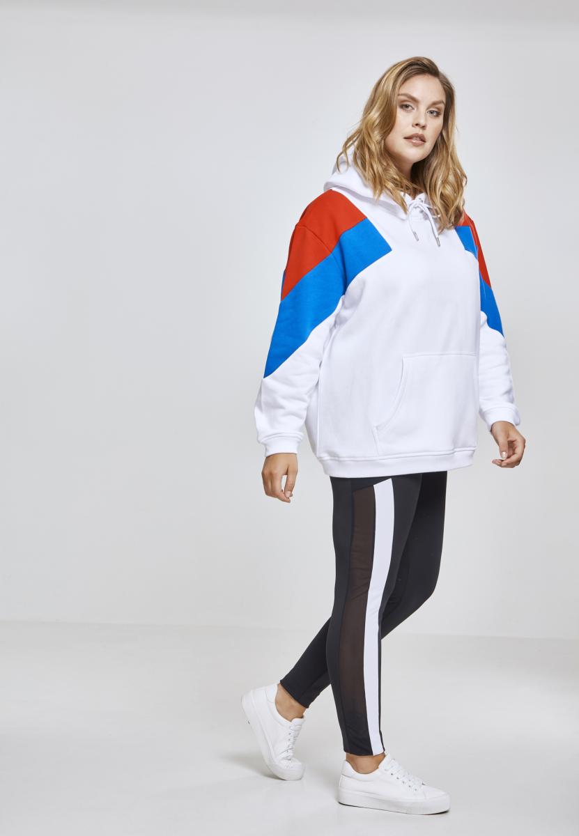 Ladies Oversize 3-Tone Block Hoody wht/firered/brightblue 3XL - variant image 9