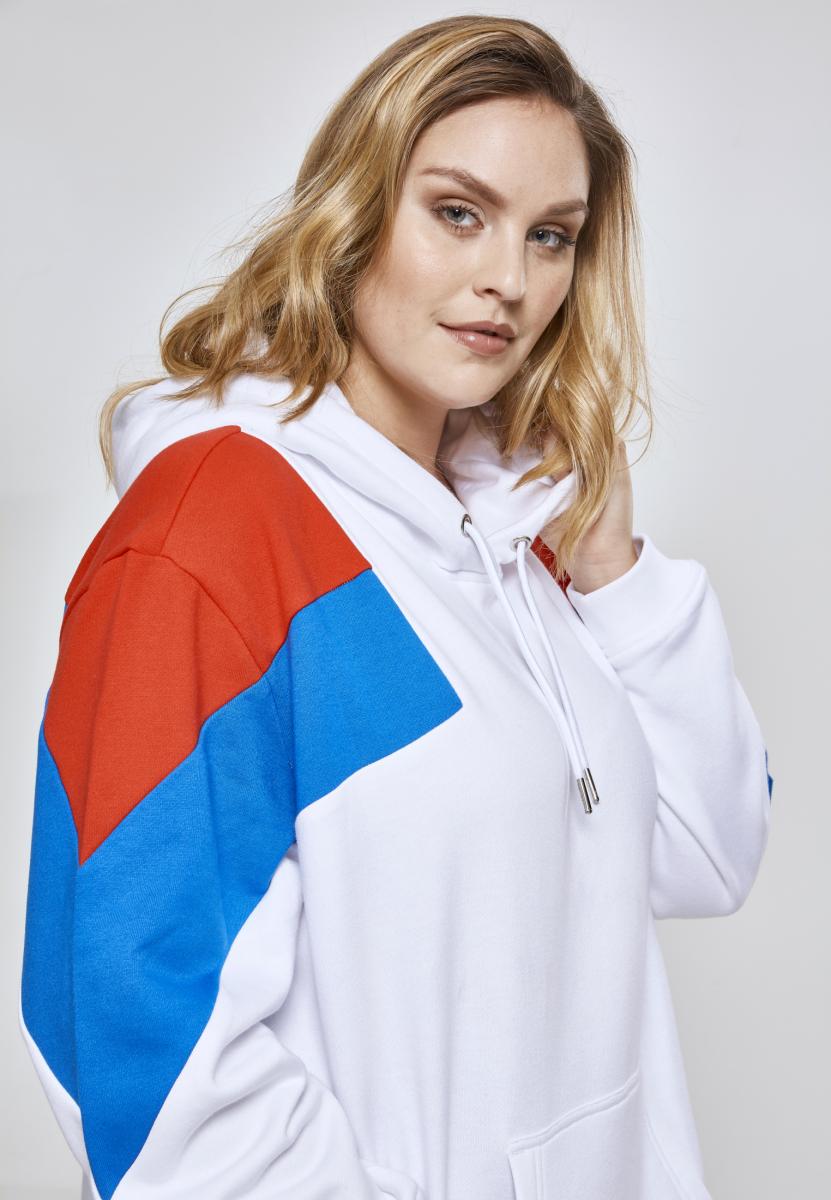 Ladies Oversize 3-Tone Block Hoody wht/firered/brightblue 3XL - variant image 6