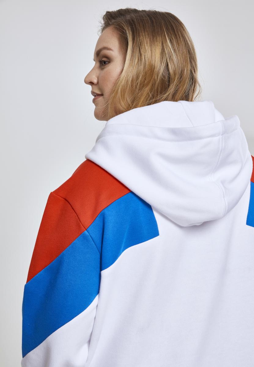 Ladies Oversize 3-Tone Block Hoody wht/firered/brightblue 3XL - variant image 7