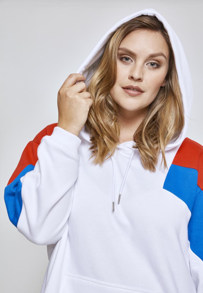 Ladies Oversize 3-Tone Block Hoody wht/firered/brightblue 3XL - variant image 8