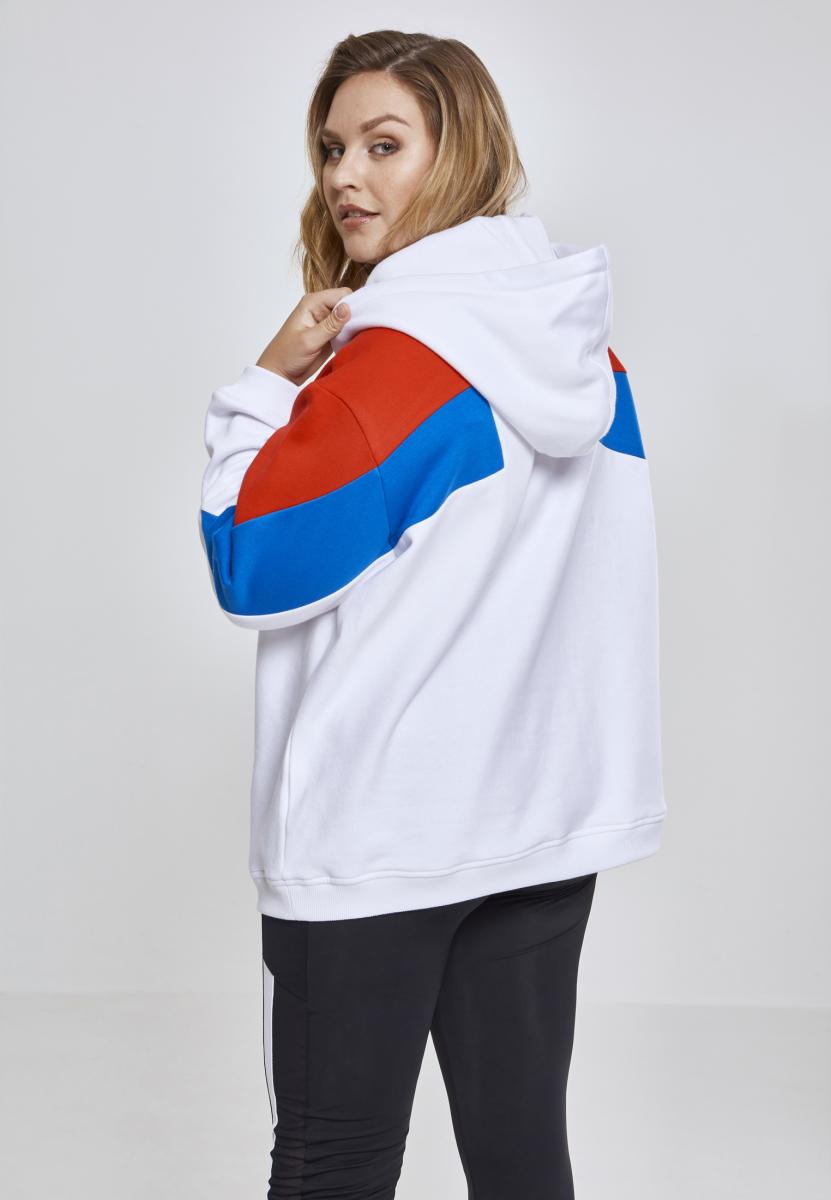 Ladies Oversize 3-Tone Block Hoody wht/firered/brightblue 3XL - variant image 2