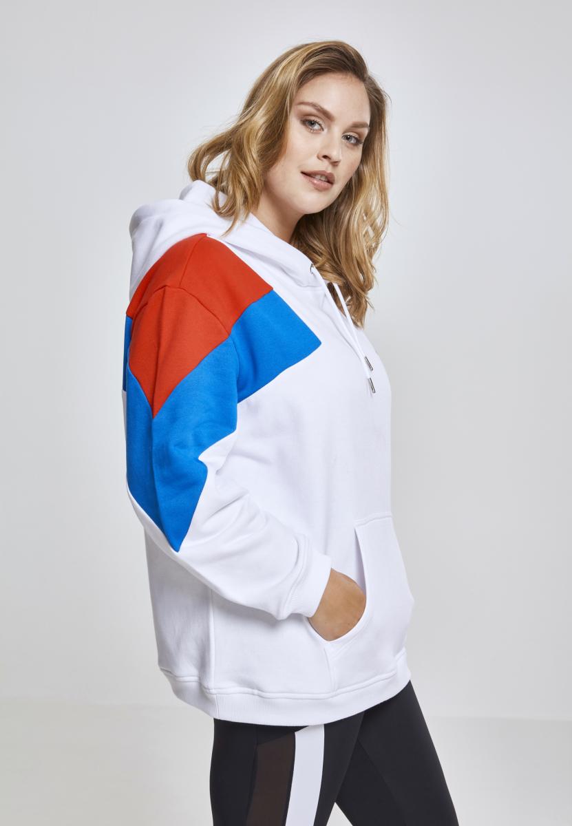Ladies Oversize 3-Tone Block Hoody wht/firered/brightblue 3XL - variant image 3